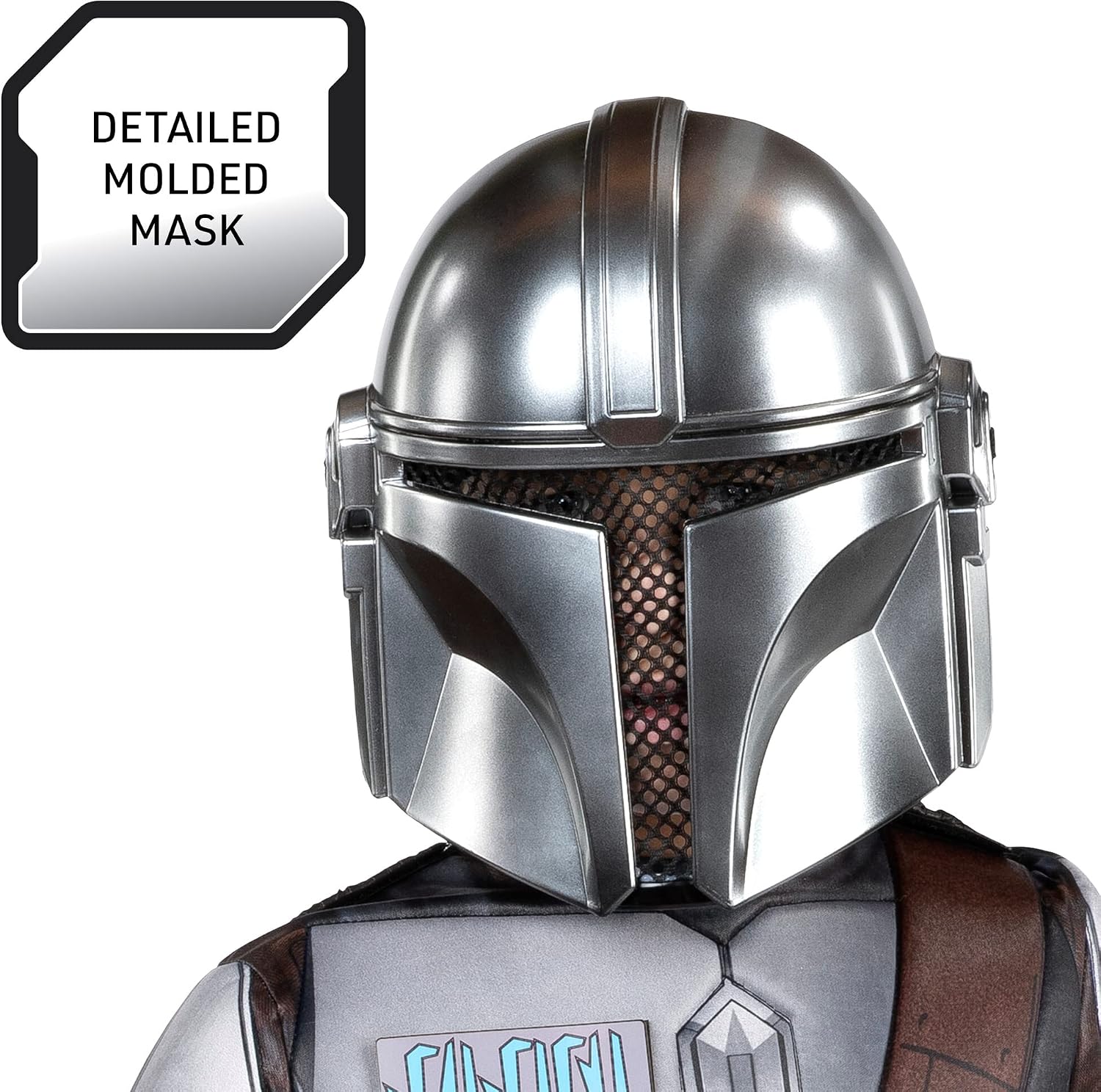 Detalle de Star Wars The Mandalorian Youth Costume with Light-Up Chest, Padding, Mask and Cape