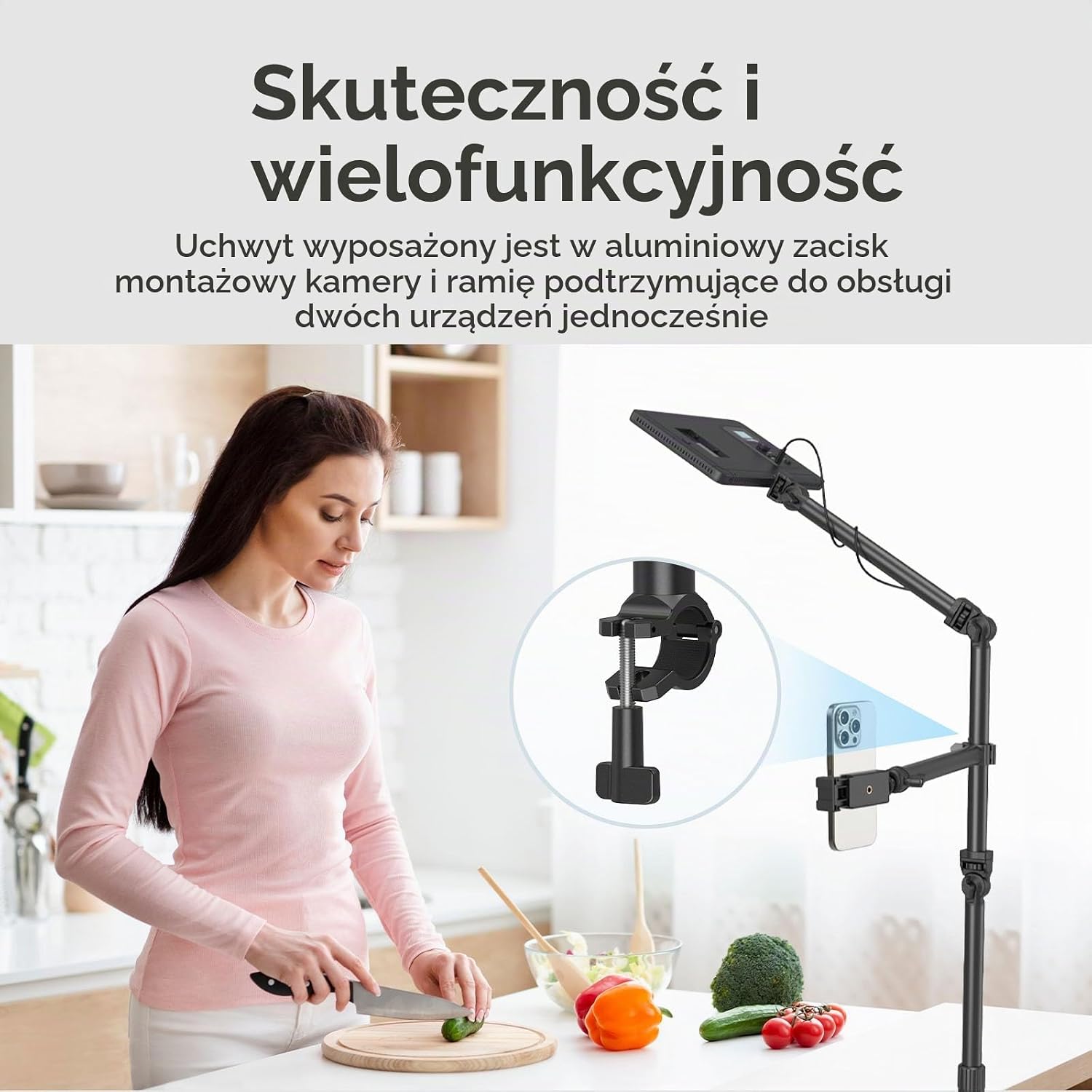 Detalle de SMALLRIG DT-50 4456 – biurkowy uchwyt do kamery z ramieniem 360°