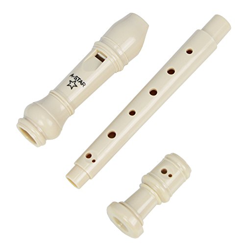 Detalle de A-Star Soprano/Descant School Recorder Instrumento, digitación inglesa/barroca - C con tabla de aprendizaje, bolsa y accesorio