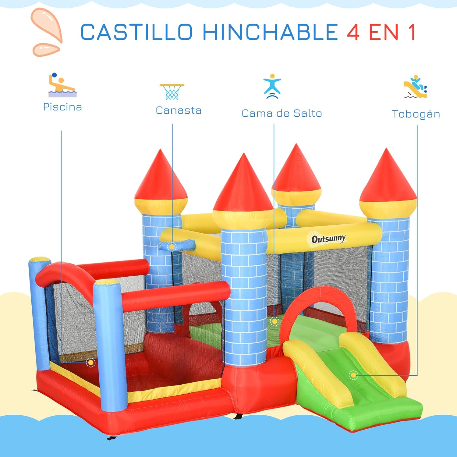 Detalle de Outsunny Castillo hinchable 280x260x210 cm