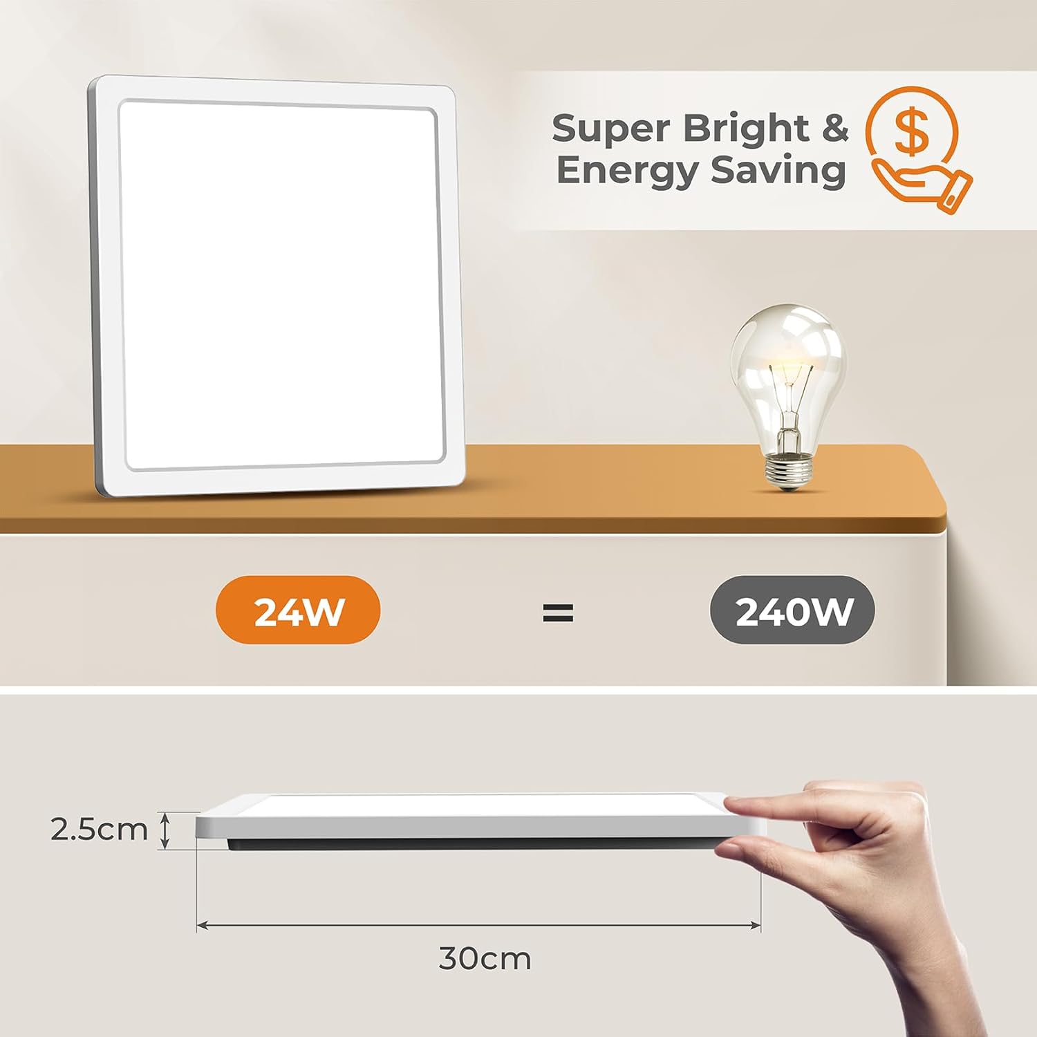 Thumbnail 3 de BLNAN LED Deckenleuchte 24W flach mit 3 Farbtemperaturen (3000K/4000K/5000K) und 30 cm Panel