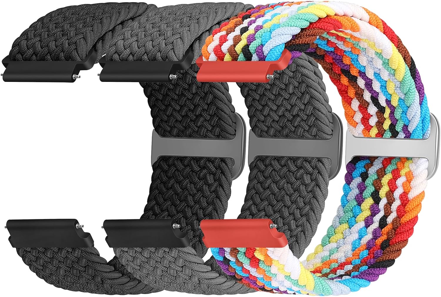 Detalle de Yunshare Geflochtenes elastisches Uhrenarmband 18–24 mm mit Schnelleverschluss – 3er Set
