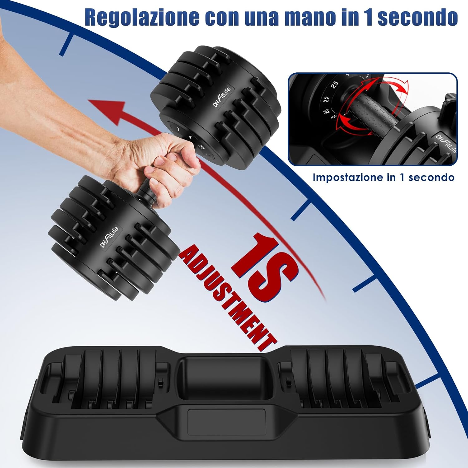Detalle 2 de DH FitLife 25kg Manubri Regolabili 4–25 kg