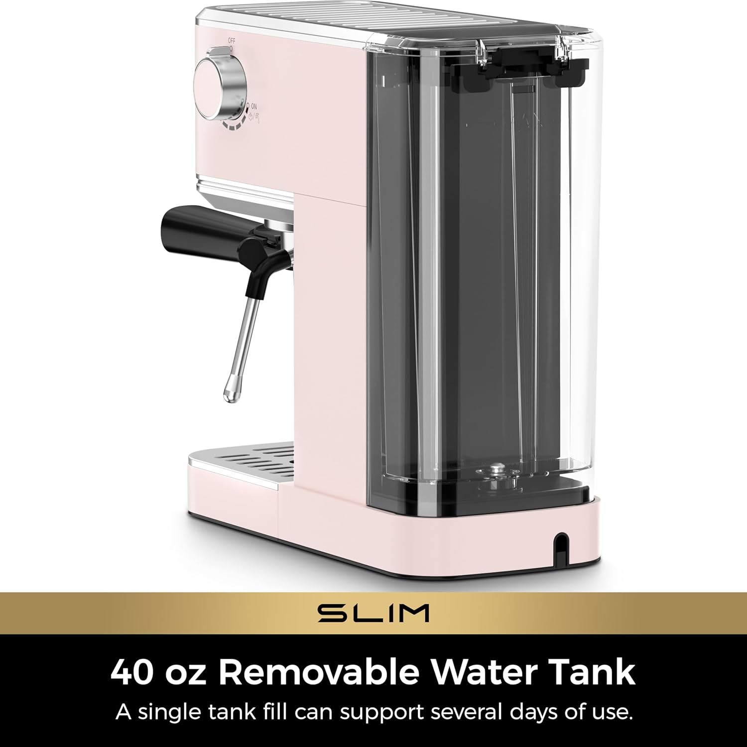 Thumbnail 6 de CHULUX Slim Espresso Machine with Milk Frother – 20 Bar Pump, 1350W, Compact Pink Stainless Steel