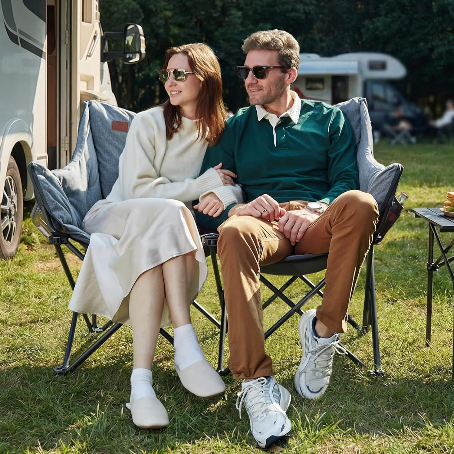 Thumbnail 1 de EVER ADVANCED Double Camping Chair for Adults (6cm padded, 2 seater) in Light Grey