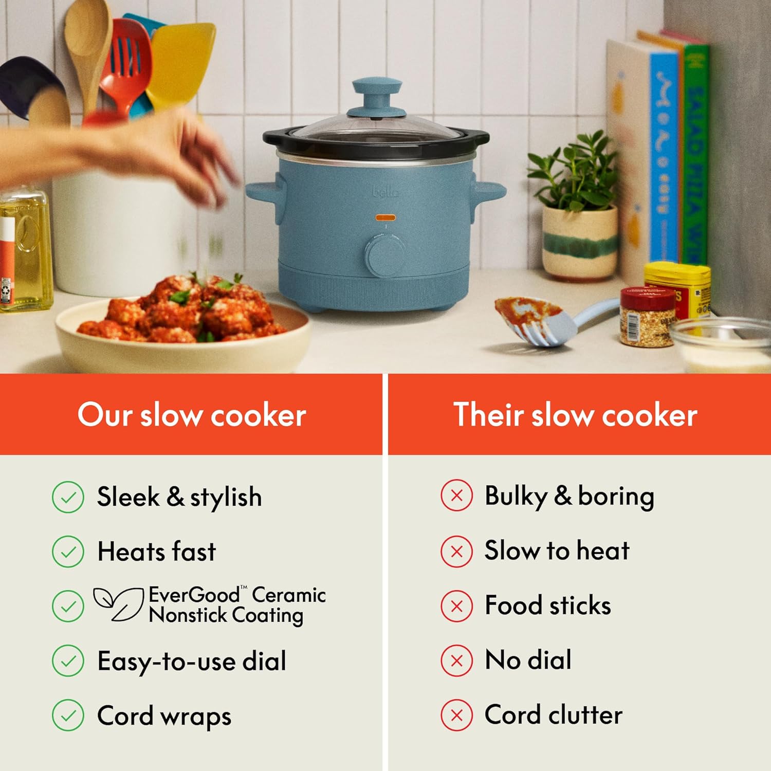 Thumbnail 6 de bella 1.5 Qt Slow Cooker with 3 Heat Manual Control — Ceramic Nonstick Stoneware Pot