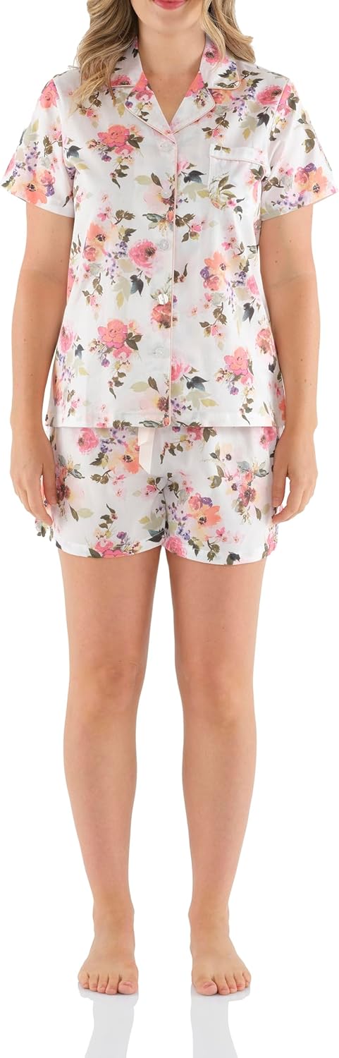 Thumbnail 6 de Magnolia Lounge Pyjama Damen Kurz – Seidig-weicher Baumwollsatin, atmungsaktiv und temperaturausgleichend
