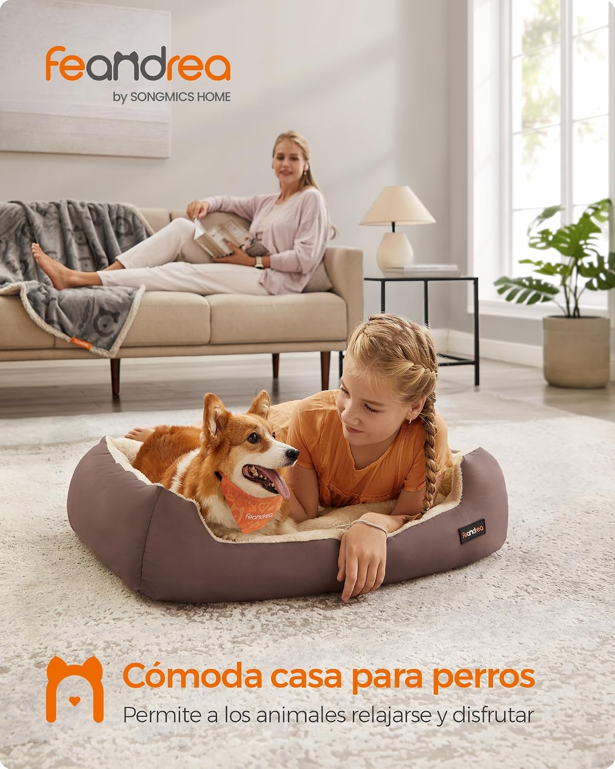 Detalle de Feandrea PGW04Z Cama para Perros L 85 x 65 cm