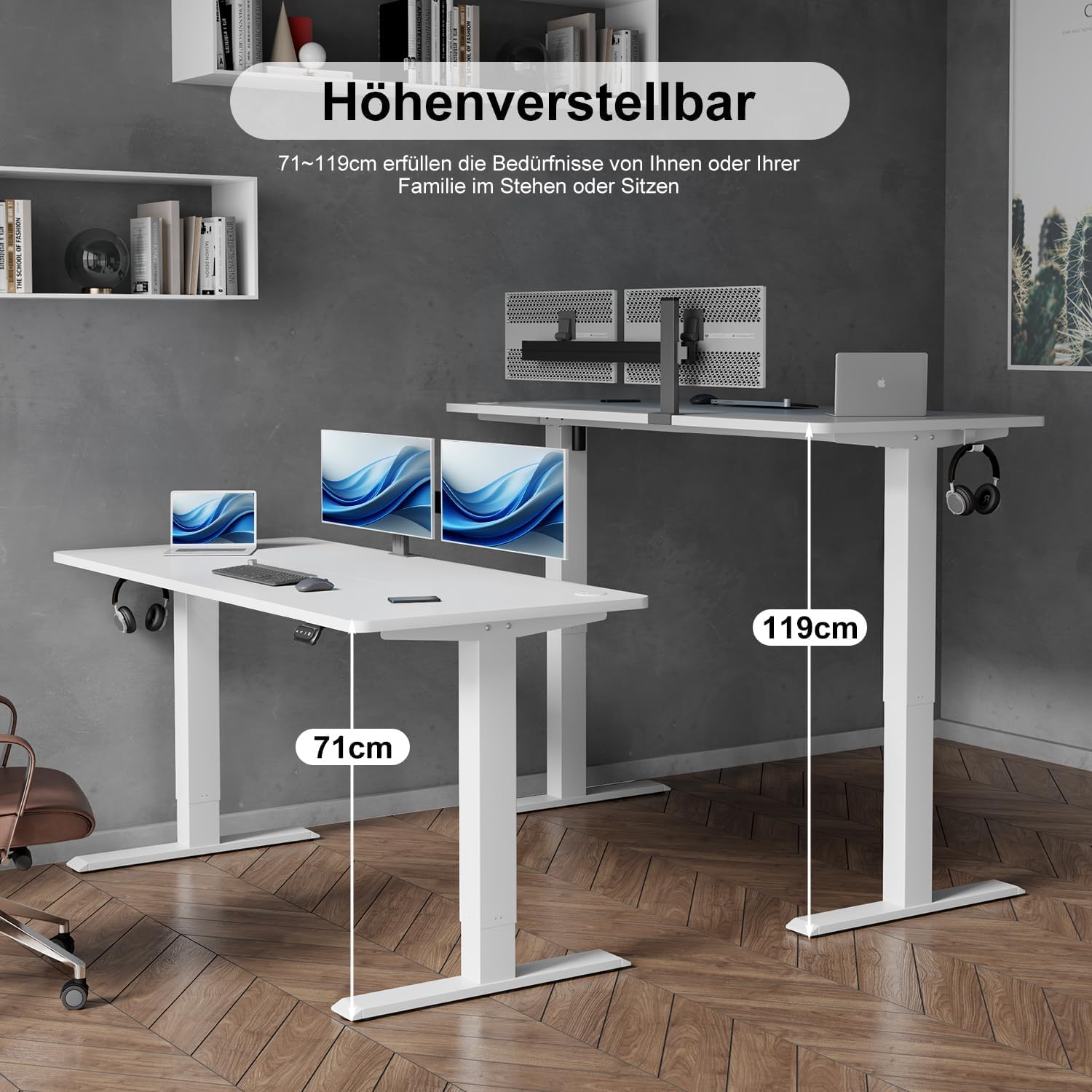 Thumbnail 3 de Devoko Höhenverstellbarer Schreibtisch 160x70