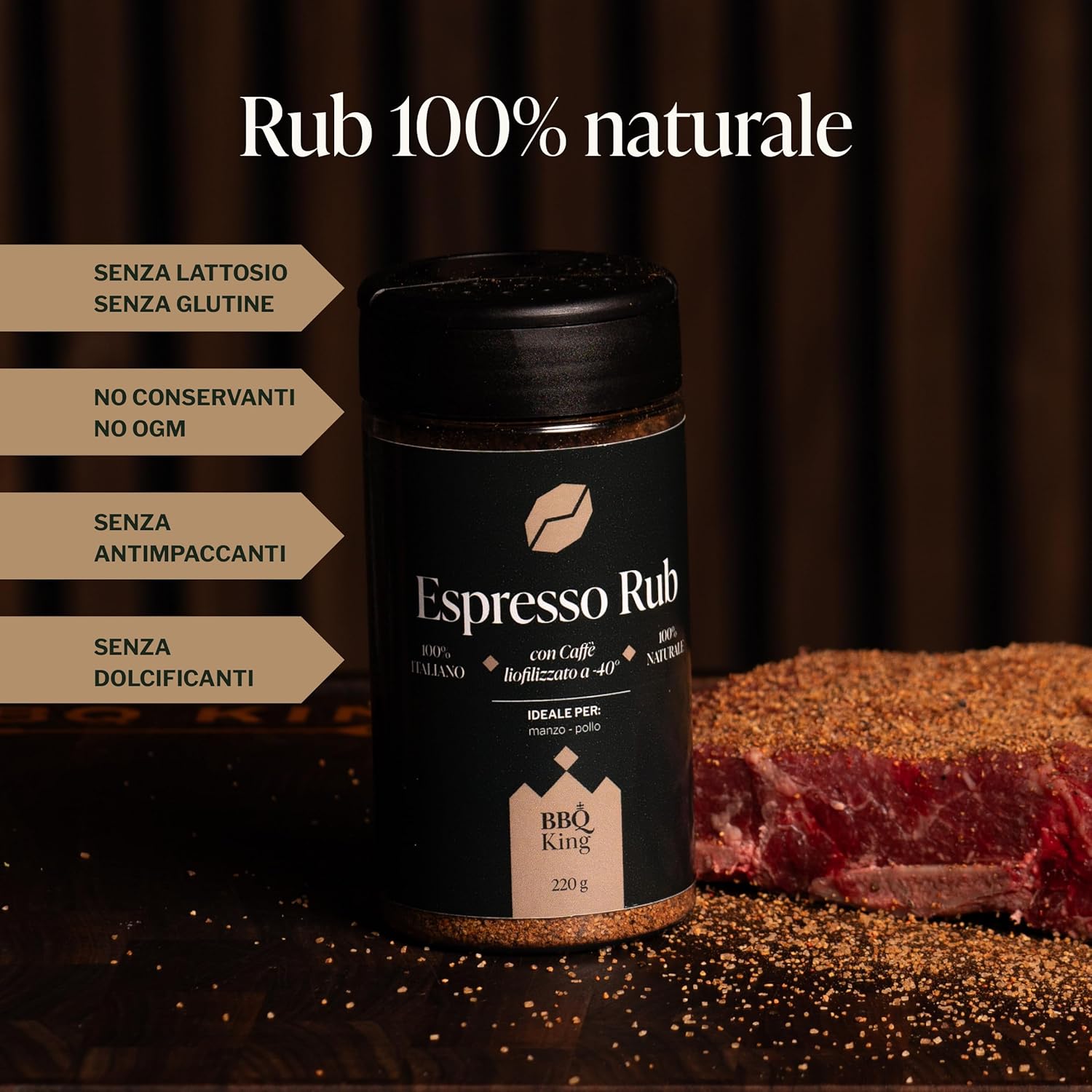 Thumbnail 5 de BBQ KING Espresso Rub 220 g – Dry Rub alle spezie Italiane per carne rossa