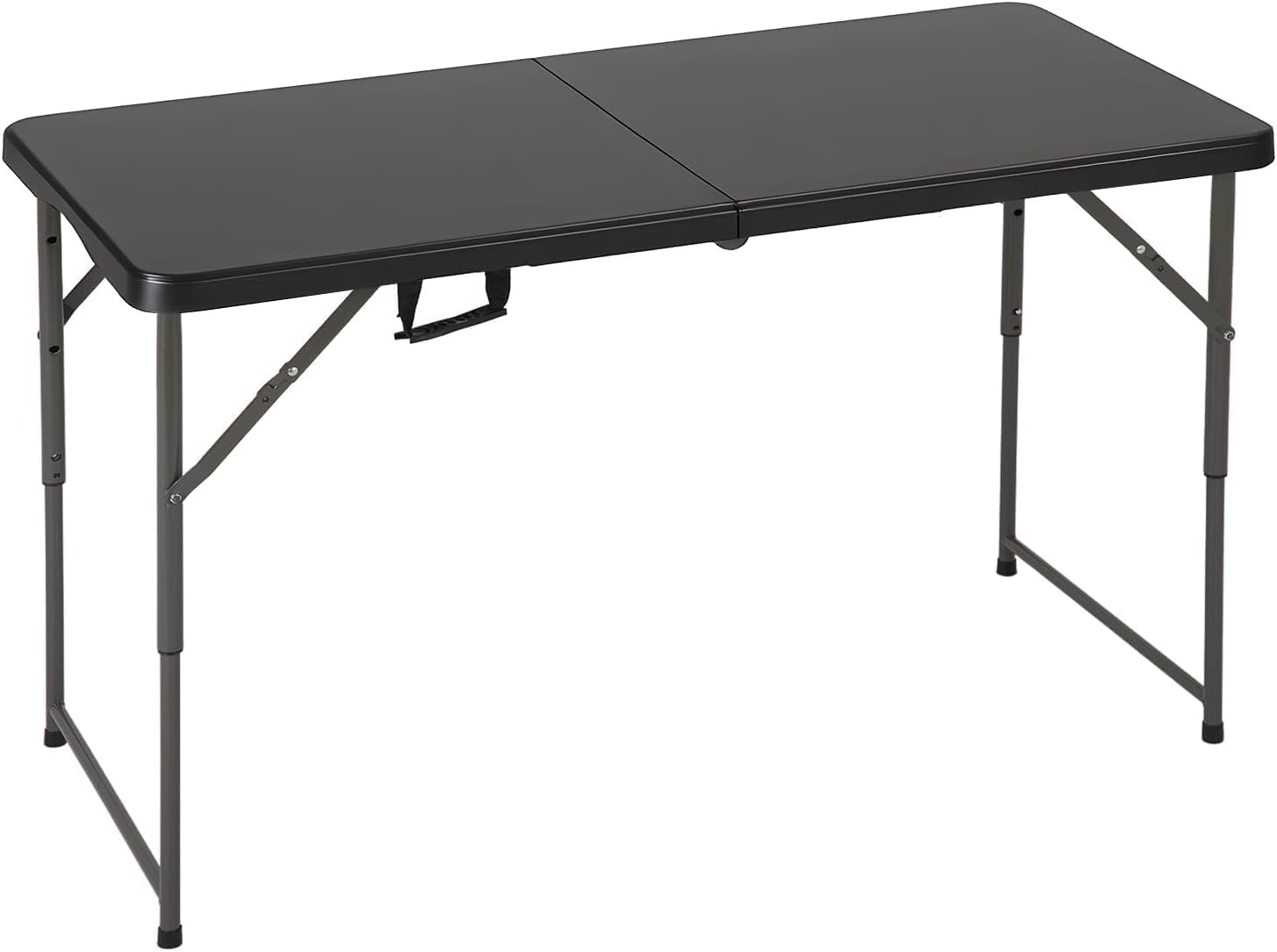 Detalle de FDW 4FT Folding Table, Black Plastic Picnic Table with Carry Handle