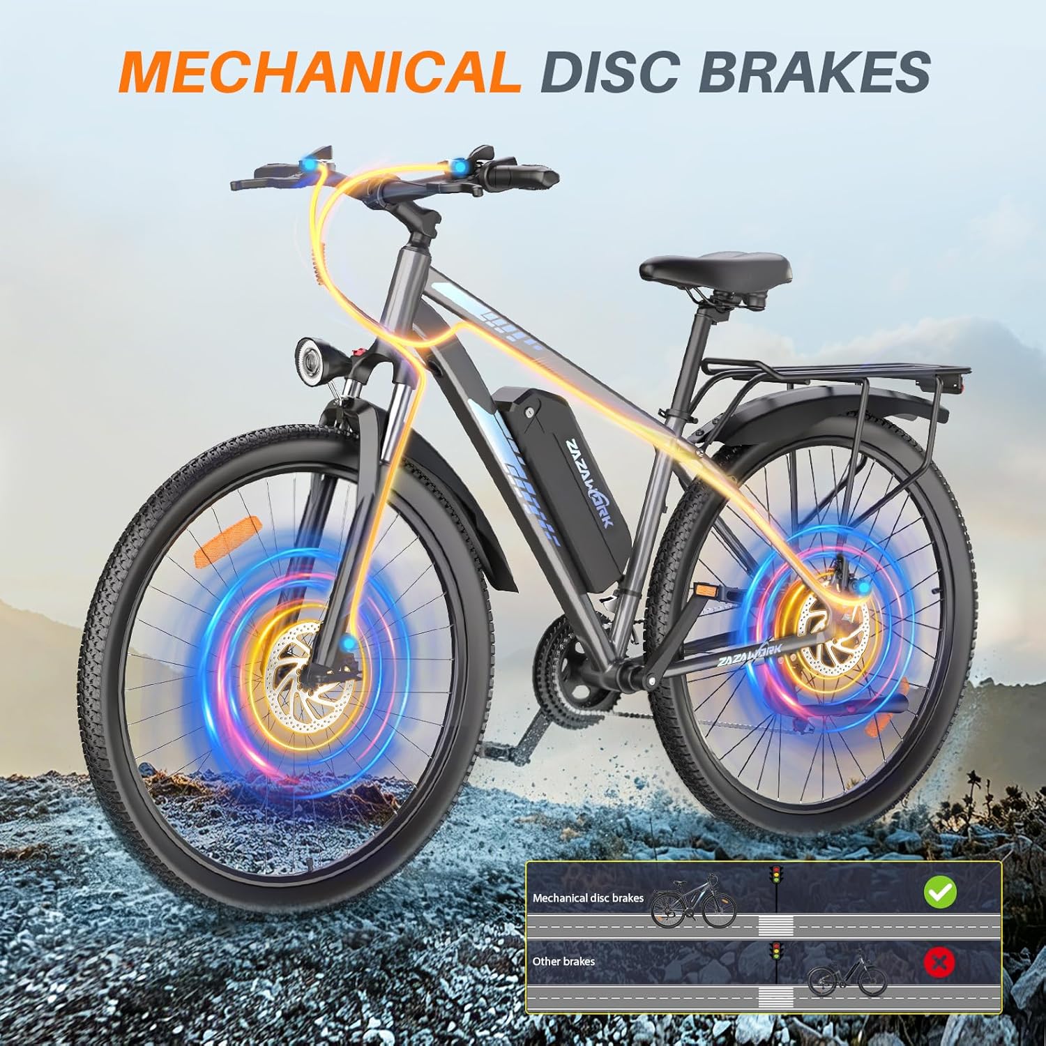 Detalle 2 de TIGUOWISH Electric Bike for Adults (29" Commuter & Mountain) 48V 18.6Ah, 750W, 25km/h UK legal