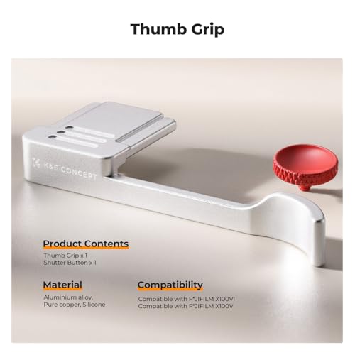Thumbnail 7 de K&F CONCEPT Camera Thumb Grip for FUJIFILM X100VI / X100V (Silver) – Practical Enhancement for One‑Handed Handling