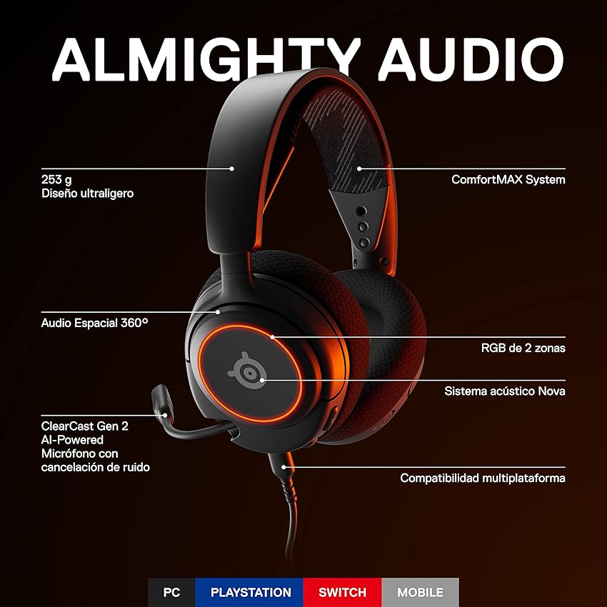 Detalle 2 de SteelSeries Arctis Nova 3 🎧 Controladores Hi-Fi y Audio 360°