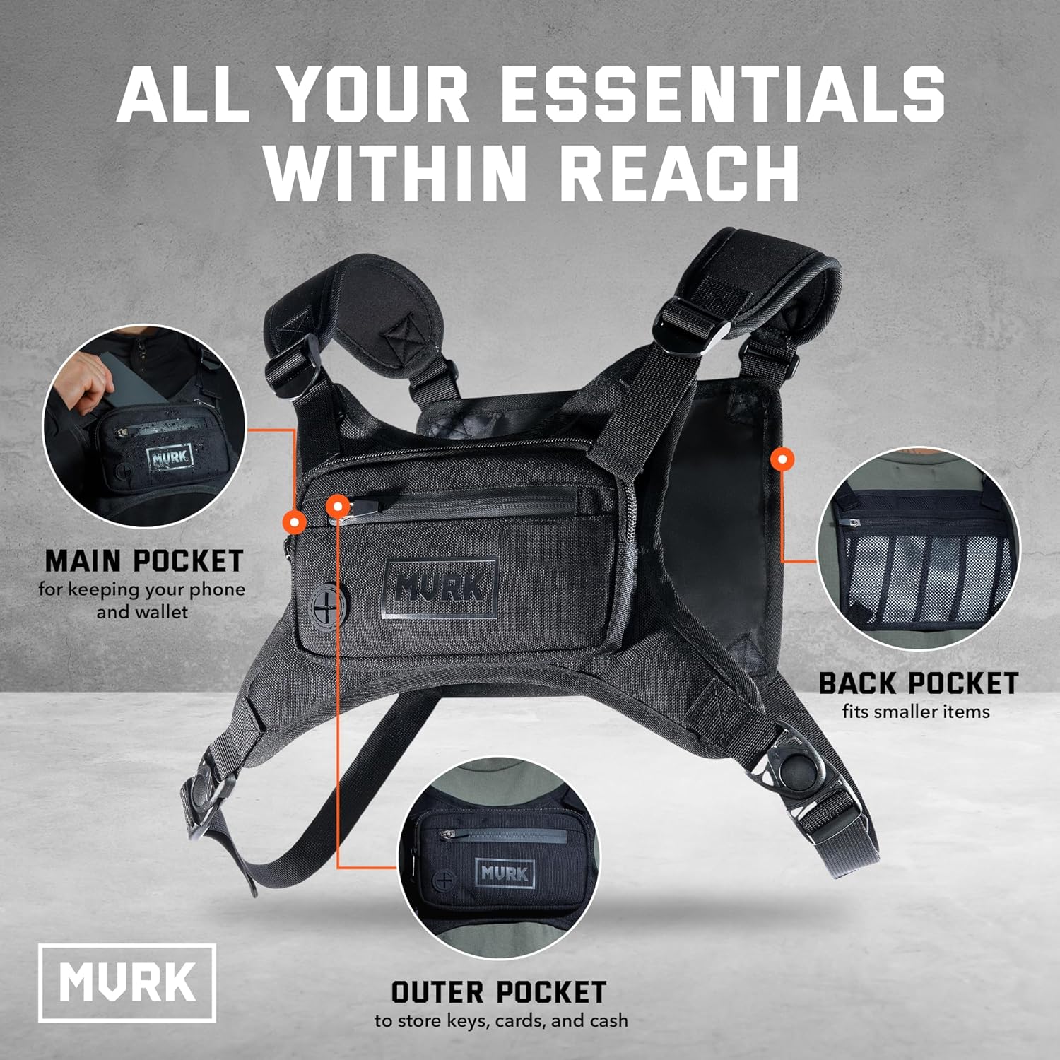 Detalle 2 de MVRK Water Resistant Chest Pack running vest