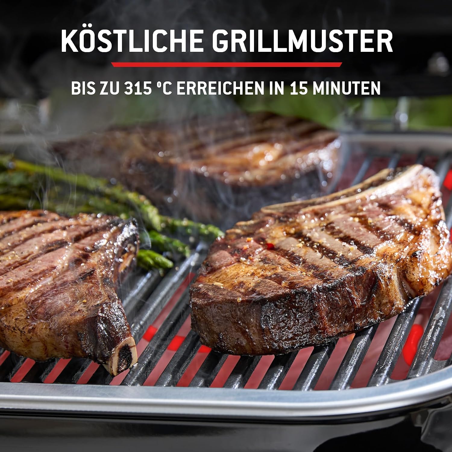 Thumbnail 6 de Weber Lumin Compact: Tragbarer Elektrogrill mit Deckelthermometer, 43 × 32 cm, Porzellanemaillierte Gusseisenroste