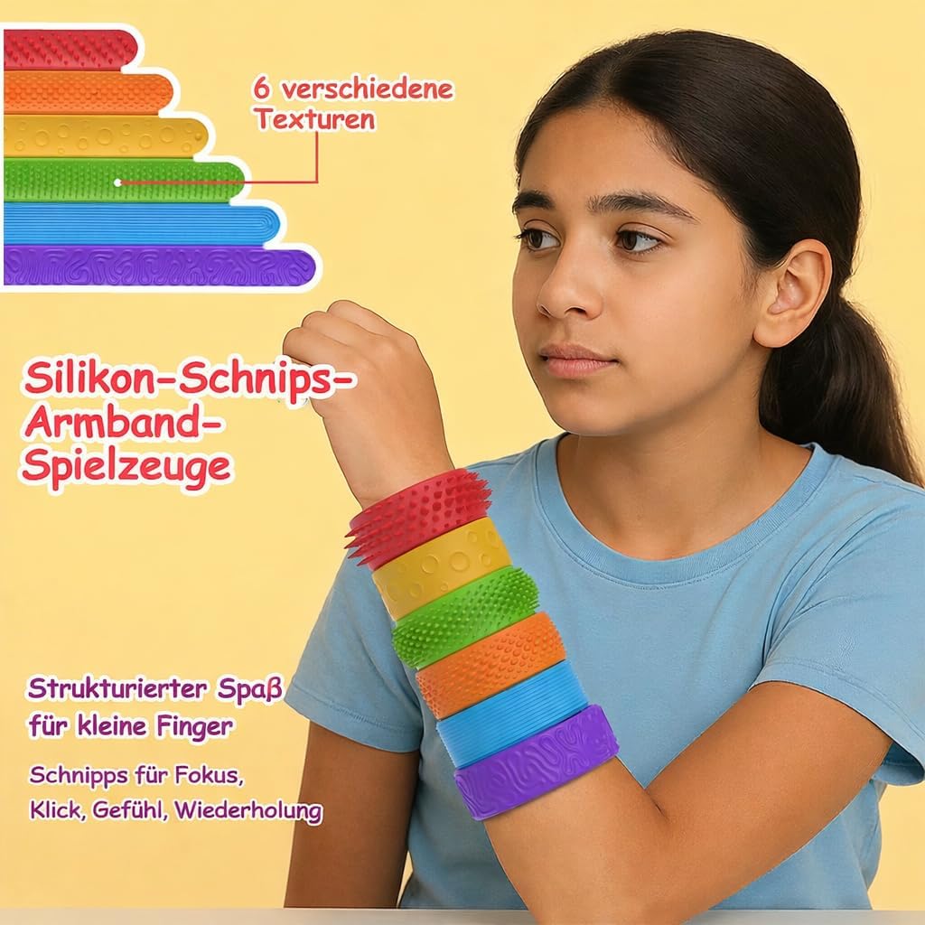 Thumbnail 6 de AotBlcer: 6 strukturierte Sensorik-Armbänder mit Silikonverschluss für Kinder & Erwachsene