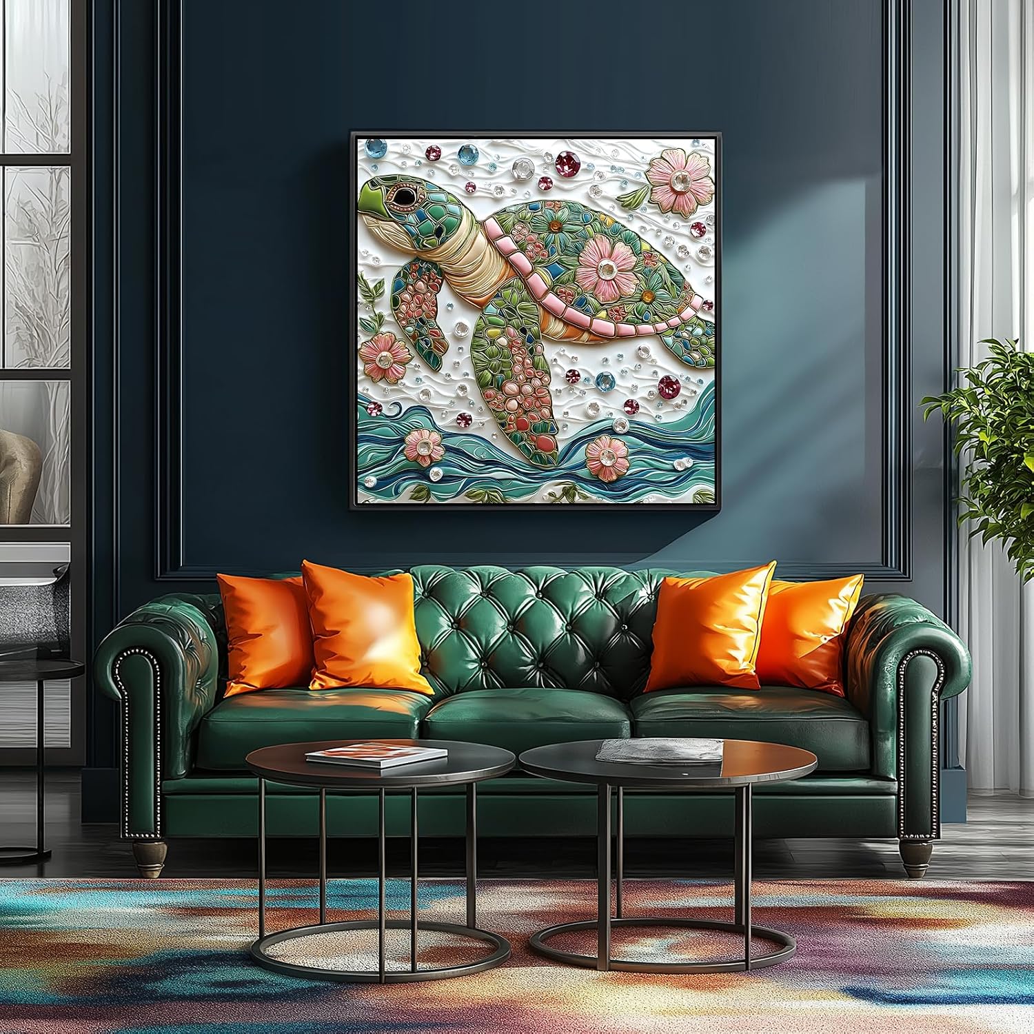 Detalle de Sea Turtle Jigsaw Puzzles for Adults (500 Pieces) Crystal Flower Ocean Puzzle, 20" x 20