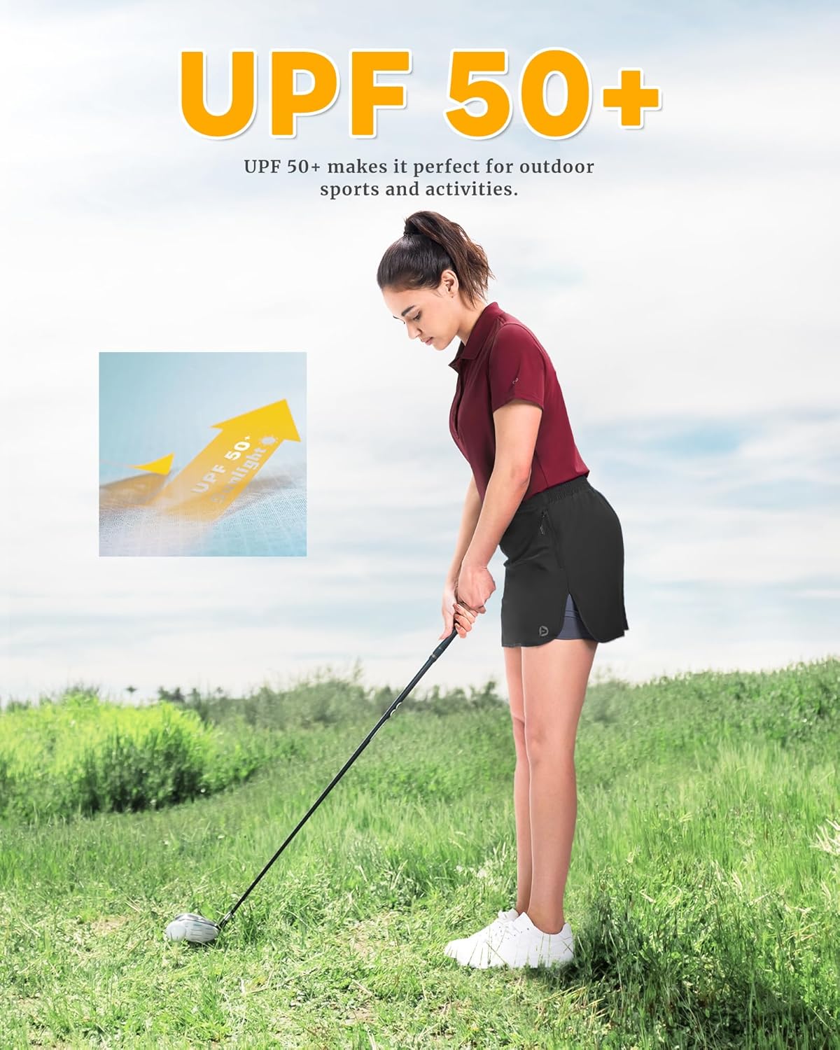 Detalle de 33,000ft Damen Polo Golfshirt mit UV-Schutz UPF50+ – schnelltrocknend, atmungsaktiv und vielseitig