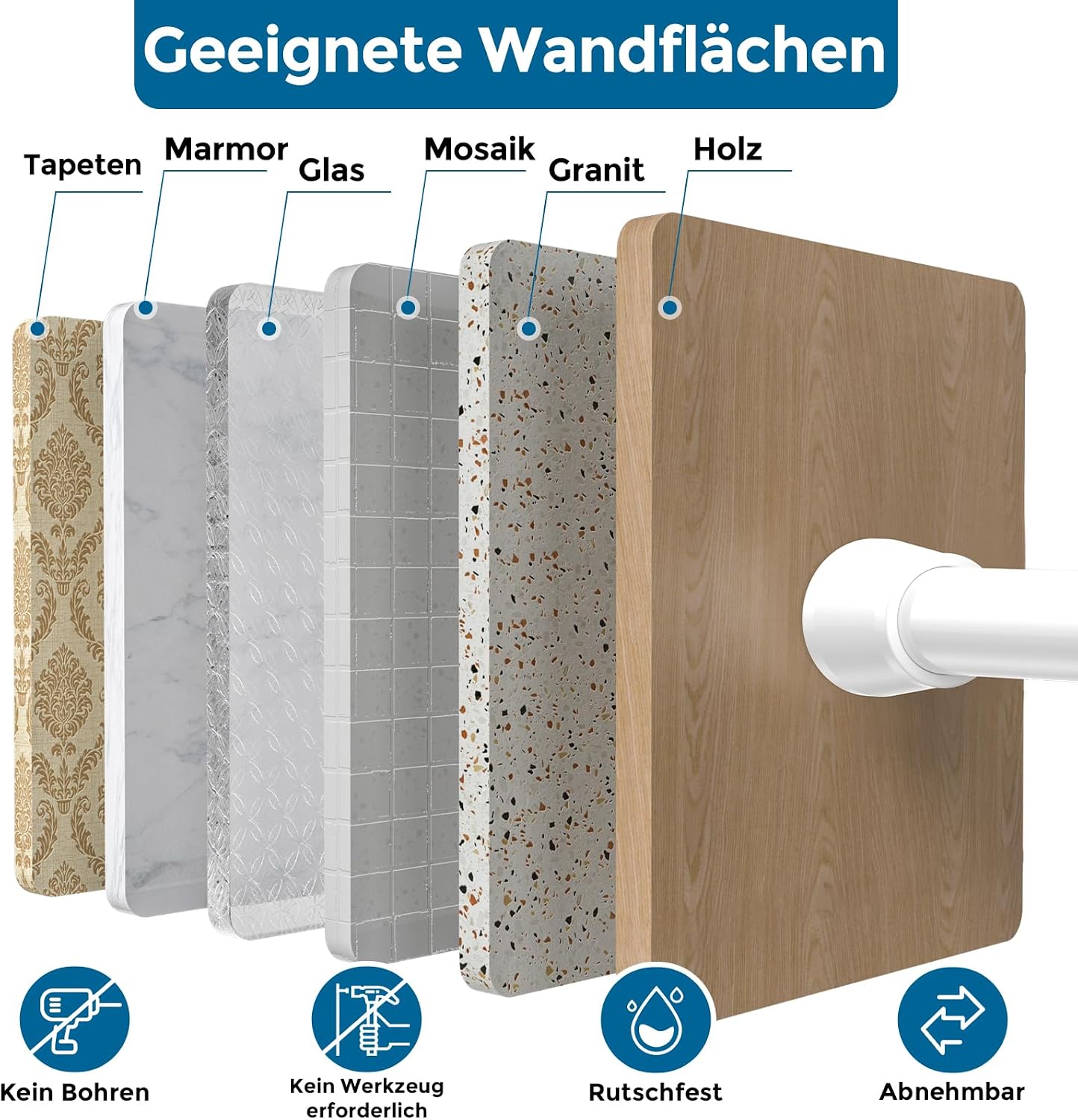 Thumbnail 4 de AIZESI Gardinenstange ohne Bohren 70–120 cm