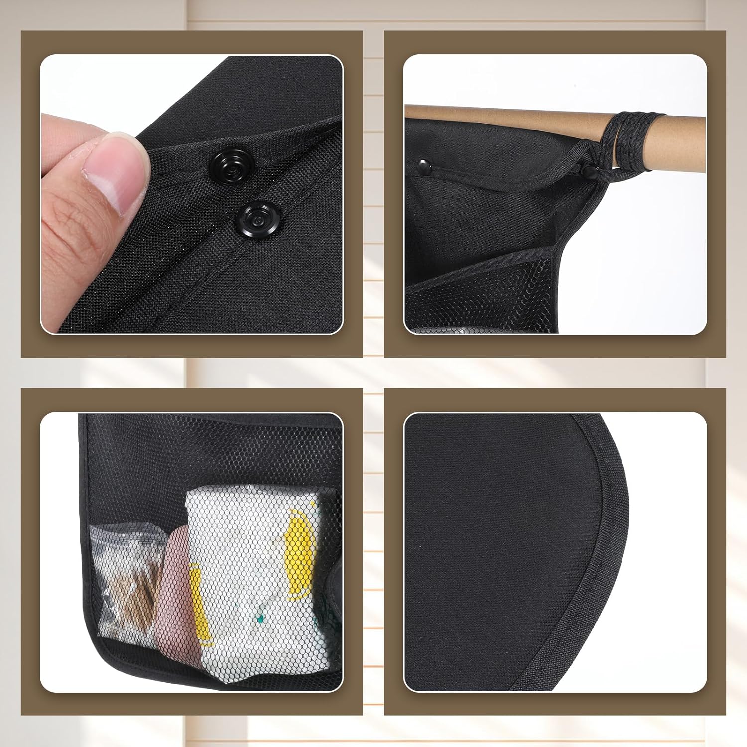 Thumbnail 5 de Universal Stroller Organizer with Double Layer Mesh Cargo Net (Black)