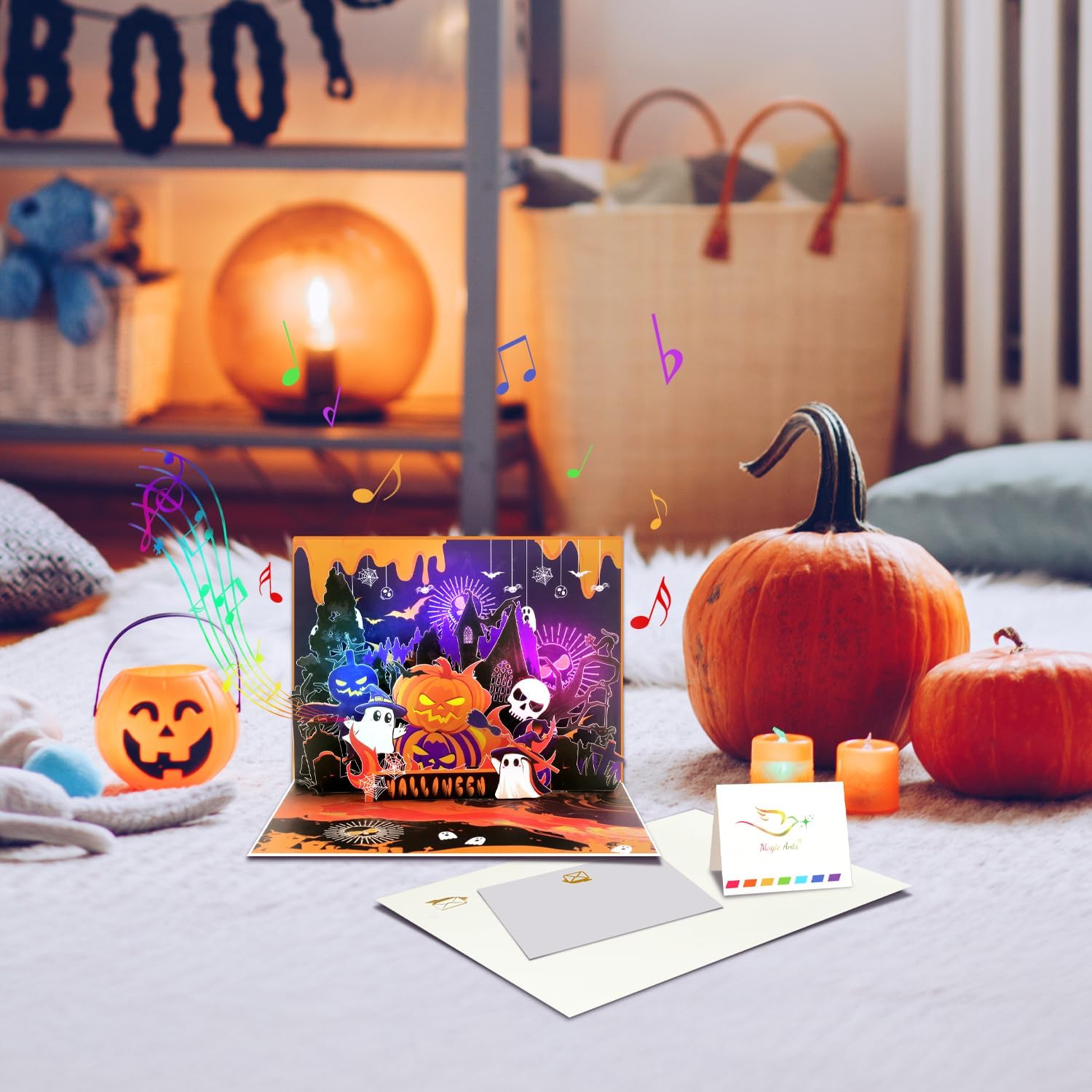 Thumbnail 4 de Magic Ants Musical Halloween Pop-Up Card with Lights, Haunted House Scene