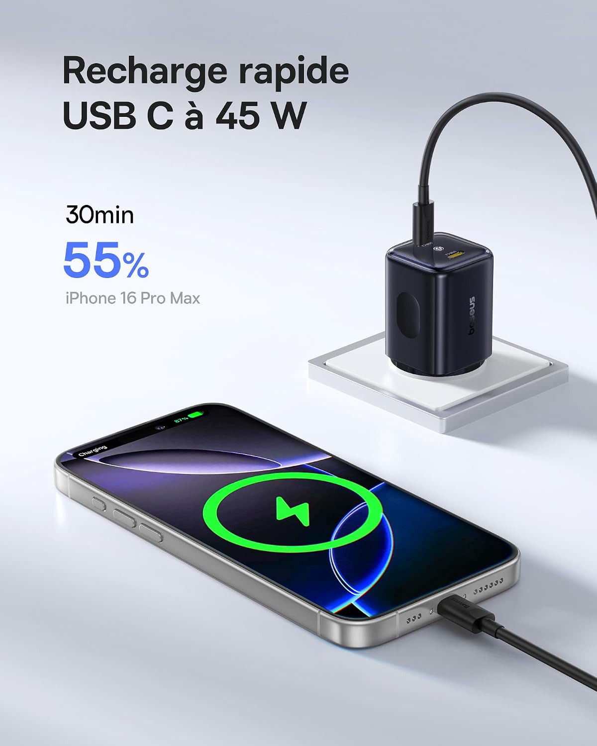 Detalle de Baseus PicoGo II 45W chargeur USB-C double