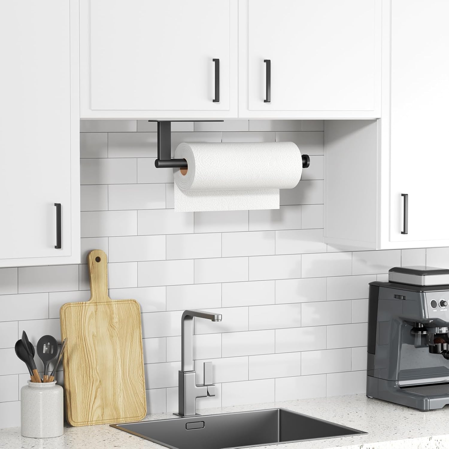 Thumbnail 6 de Paper Towel Holder Under Cabinet – Self-Adhesive or Drilling, Stainless Steel Kitchen Roll Holder (12.4 inches)
