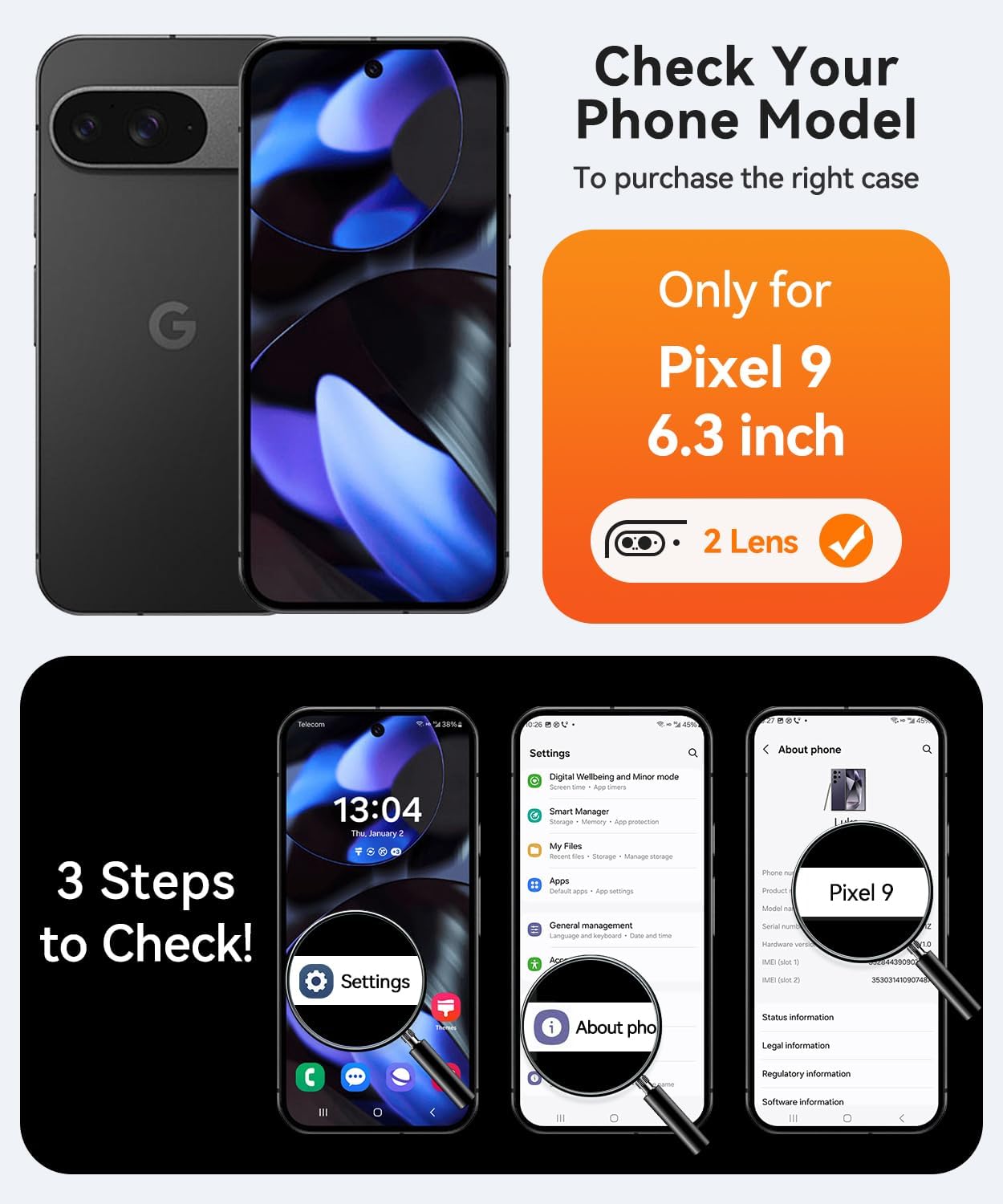 Thumbnail 1 de CANSHN Cover magnetica per Google Pixel 9 con cavalletto: protezione e stile in una custodia sottile