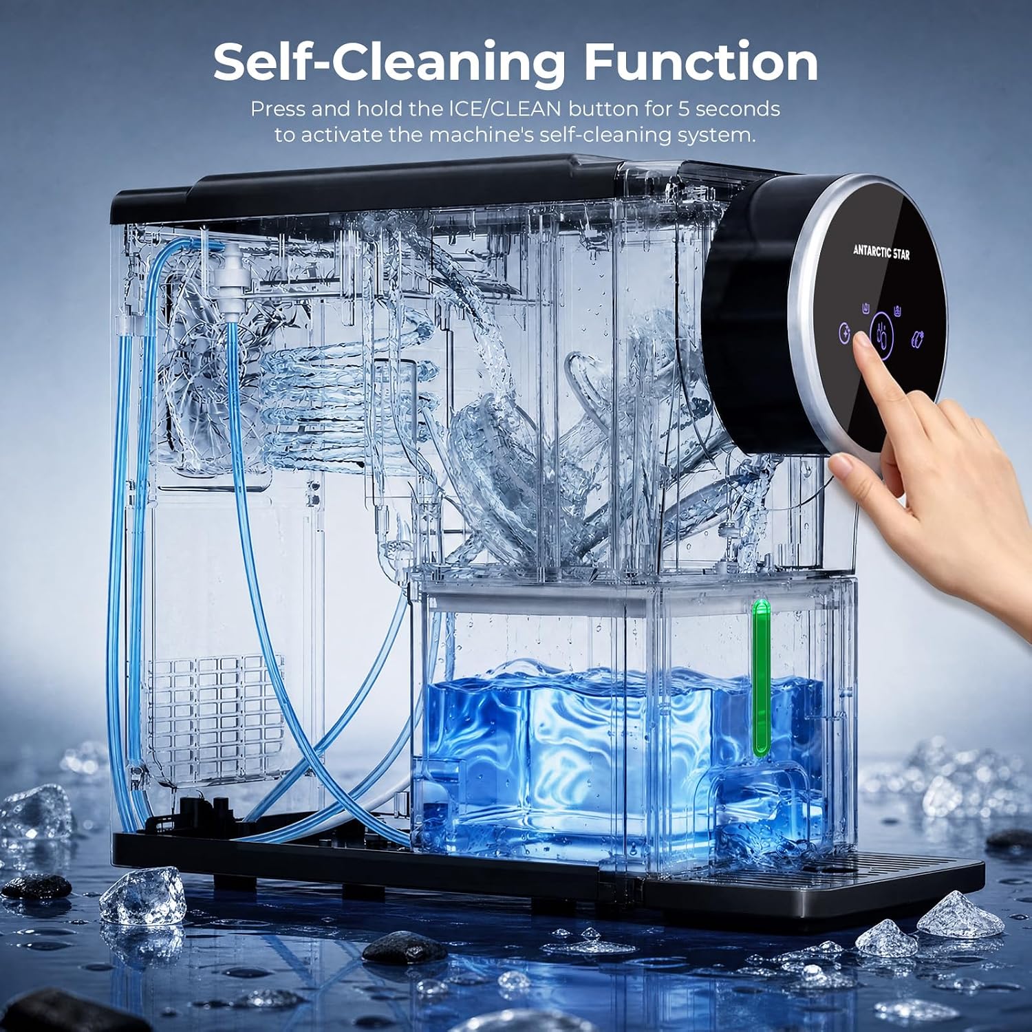 Detalle 2 de Antarctic Star HZB-15DN Nugget Ice Maker with Touchscreen and Self-Cleaning