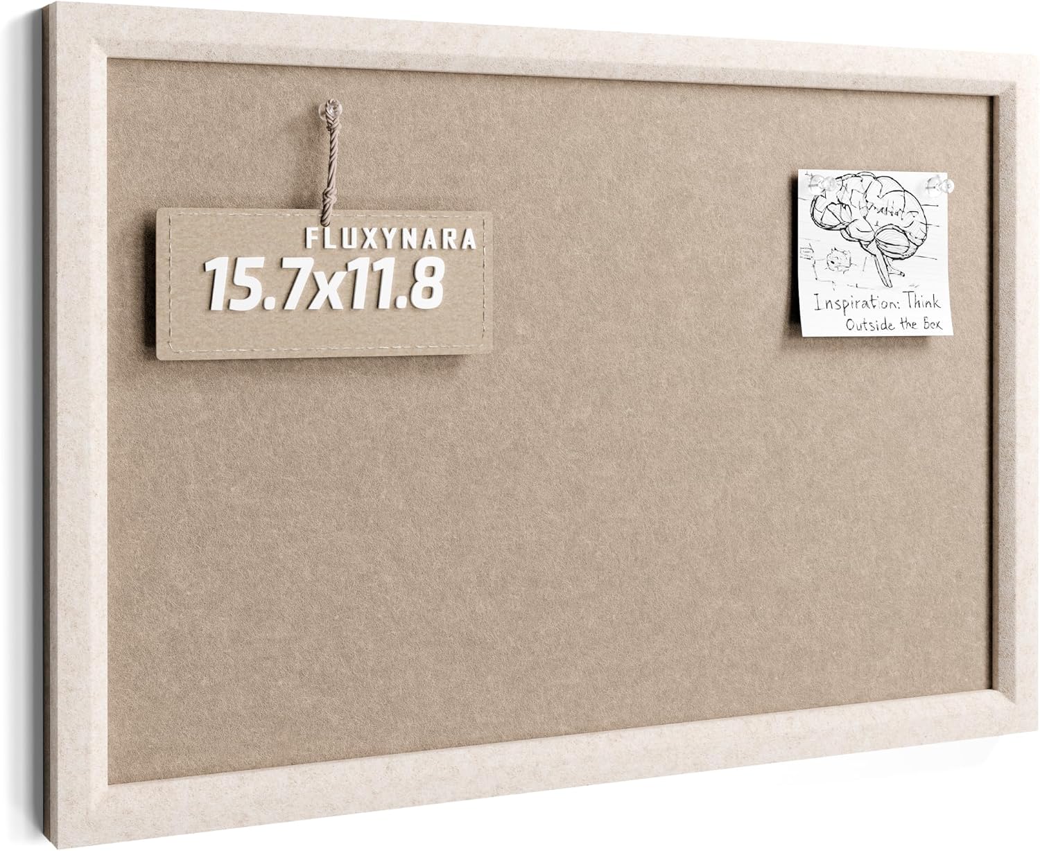 Fluxynara FZBB-HT18-4030-DC_LC Felt Bulletin Board, 15.7" x 11.8", Khaki