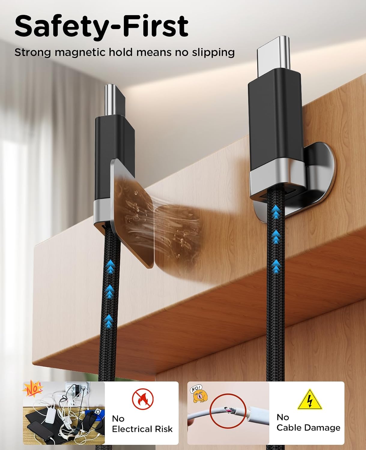 Detalle 2 de Magtame Staycable USB-A auf USB-C Kabel mit magnetischem Halter – 1,5 m, Schneller Ladevorgang und aufgeräumter Arbeitsplatz