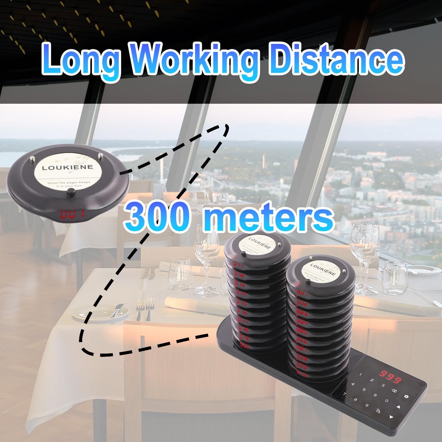 Thumbnail 4 de LOUKIENE Restaurant Pager System 20 Wireless Coaster Pagers