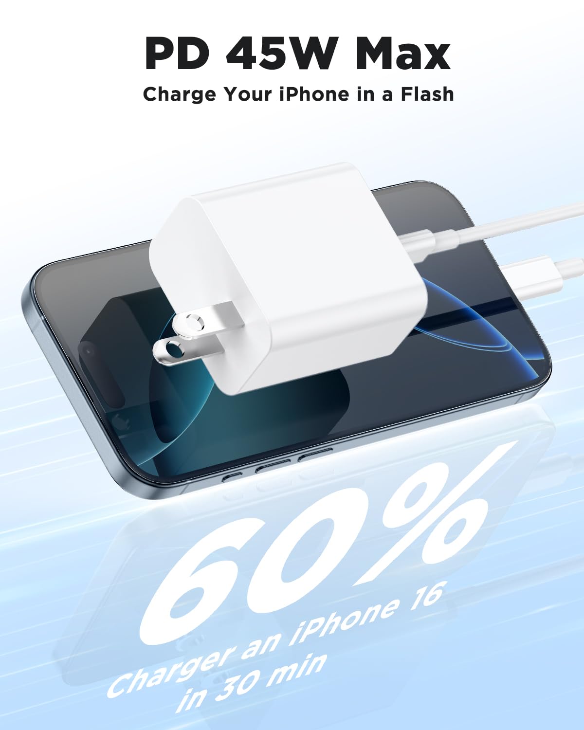 Detalle 2 de iPhone 17 Air 45W Fast USB‑C Charger 6FT Cable