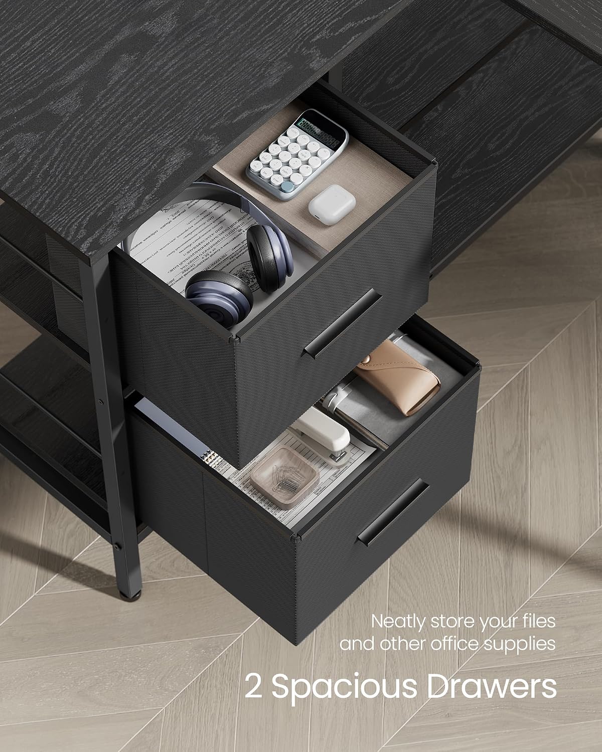 Thumbnail 3 de VASAGLE BARNET LWD098B56 L-Shaped Computer Desk with Drawers and Monitor Stand