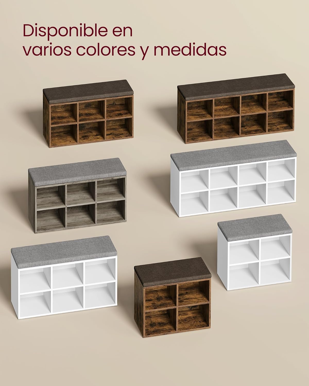 Thumbnail 5 de VASAGLE Banco Zapatero con 8 Compartimentos - Asiento Acolchado