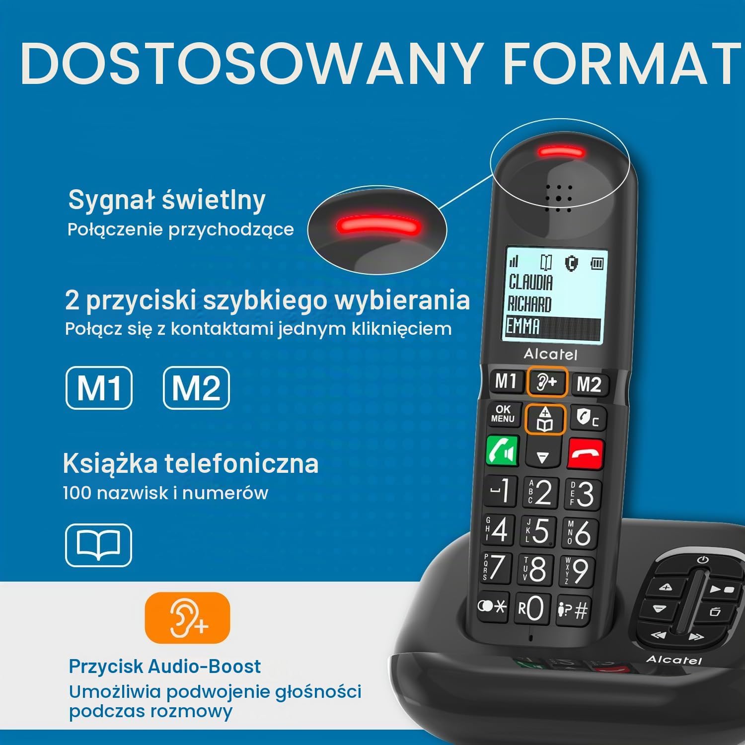 Detalle de Alcatel XL685 Voice Duo – telefon bezprzewodowy DECT z sekretarką i wzmocnieniem dźwięku