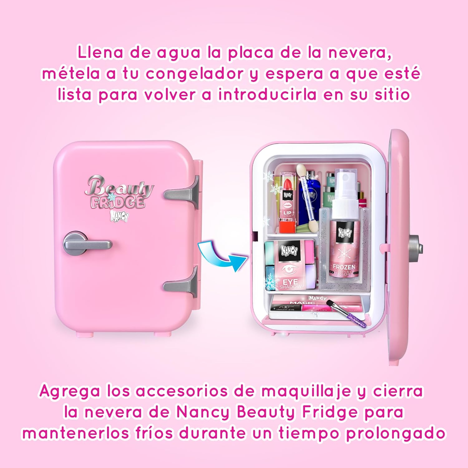 Detalle de Nancy Beauty Fridge Famosa (NAC74000), frigorifero con accessori per trucco e routine beauty per bambine e bambini +3 anni