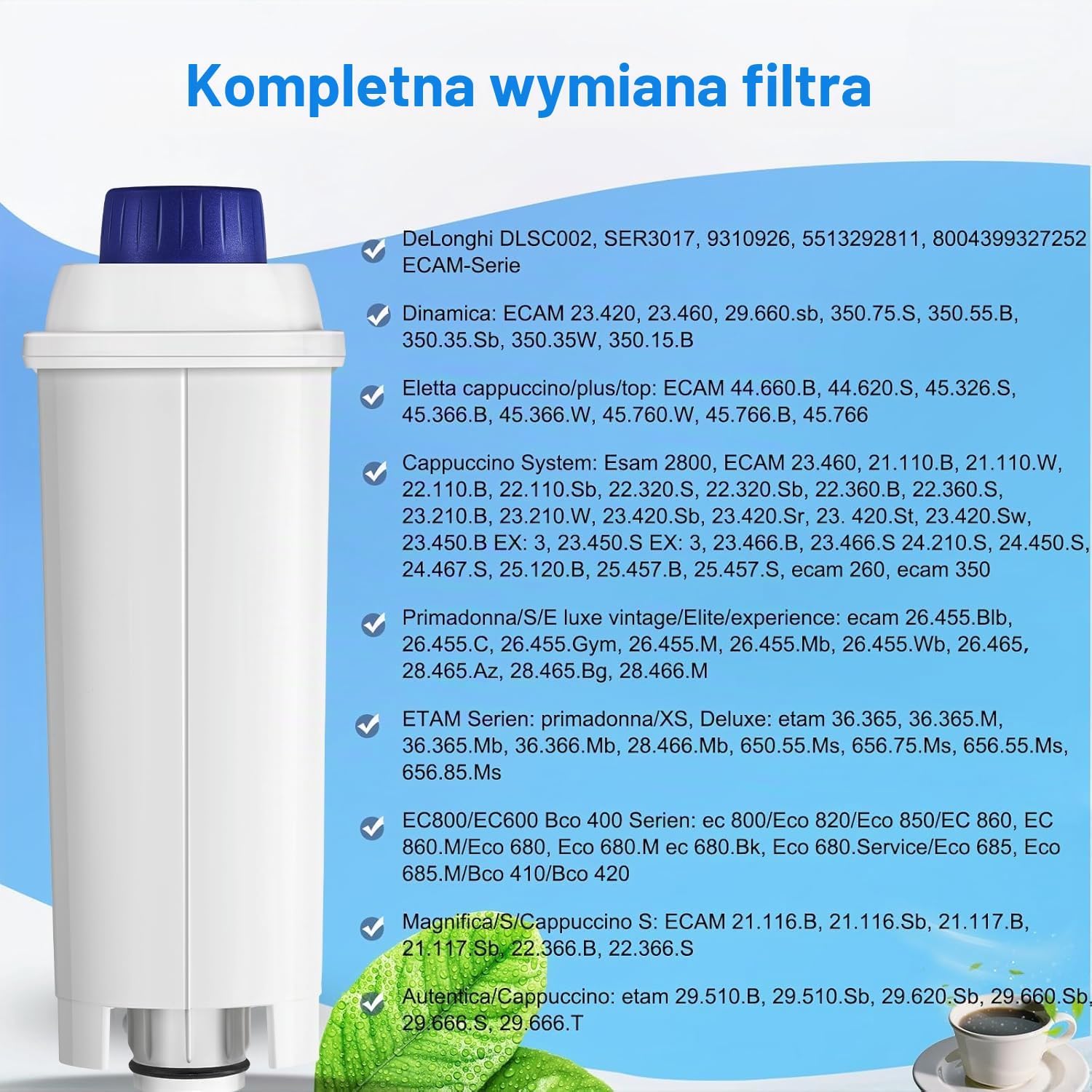 Detalle 2 de Molifal FW600 – filtr do wody do ekspresów De’Longhi, 6 szt.