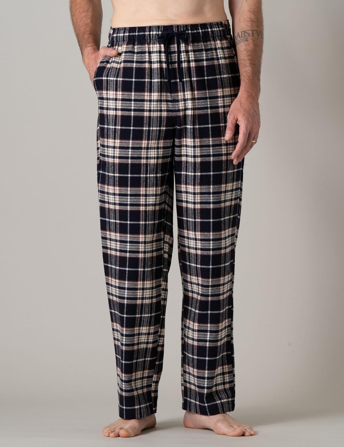 Detalle de LAPASA Herren Schlafanzughose karierte – M38 Baumwolle, M39 Baumwollflanell, M128 Fleece