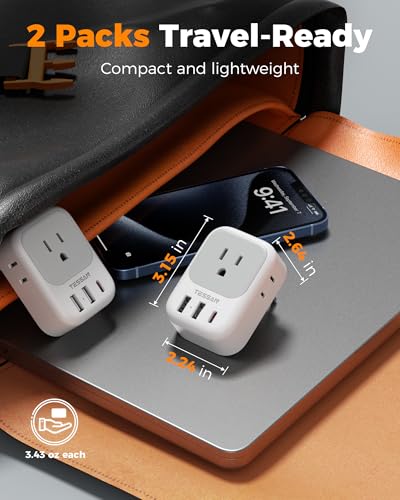 Thumbnail 4 de TESSAN 2 Pack European Travel Plug Adapter: 7-in-1 EU Power Converter