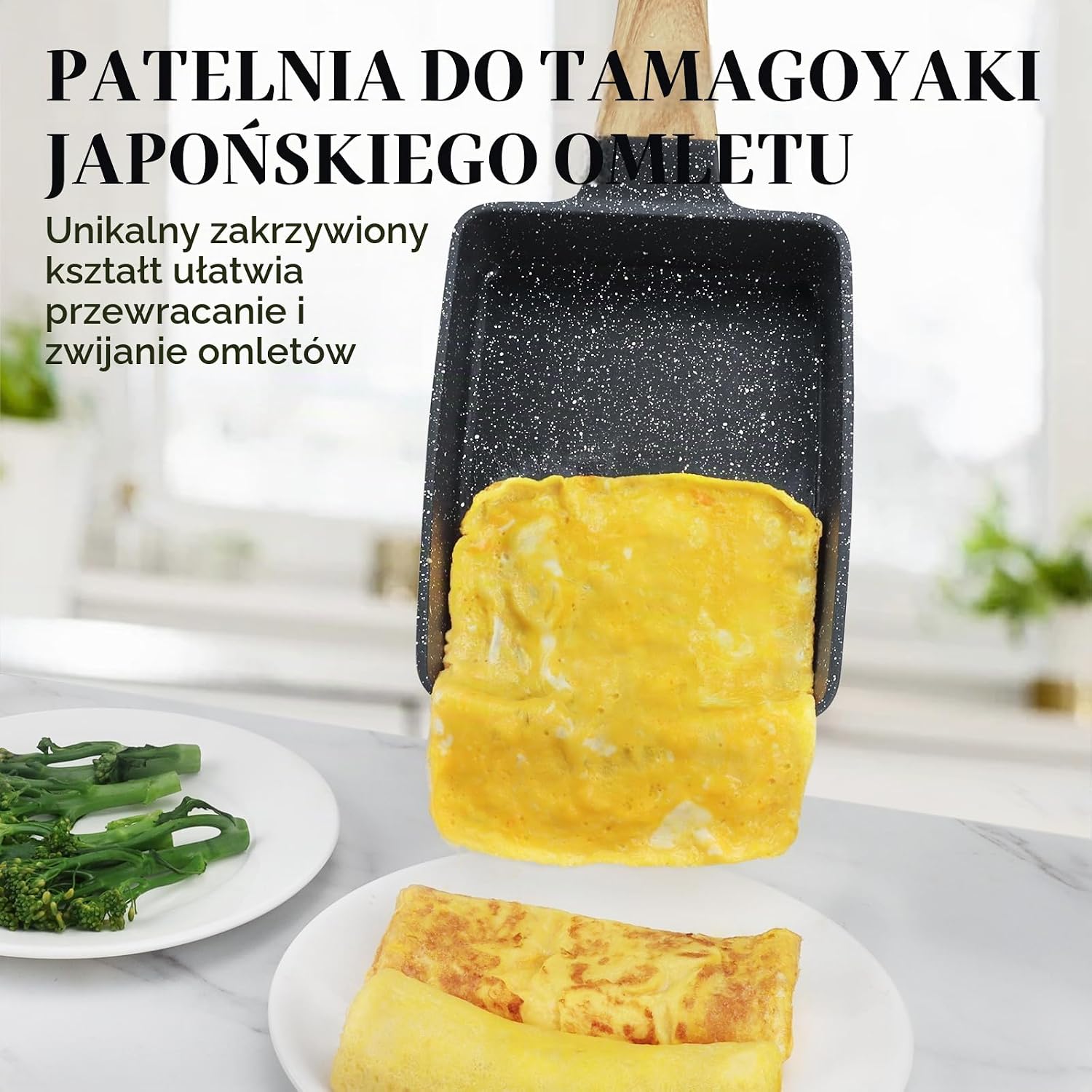 Detalle de GiPP G1-U-Ski-34-BE – patelnia do tamagoyaki 18 × 13 cm, czarna