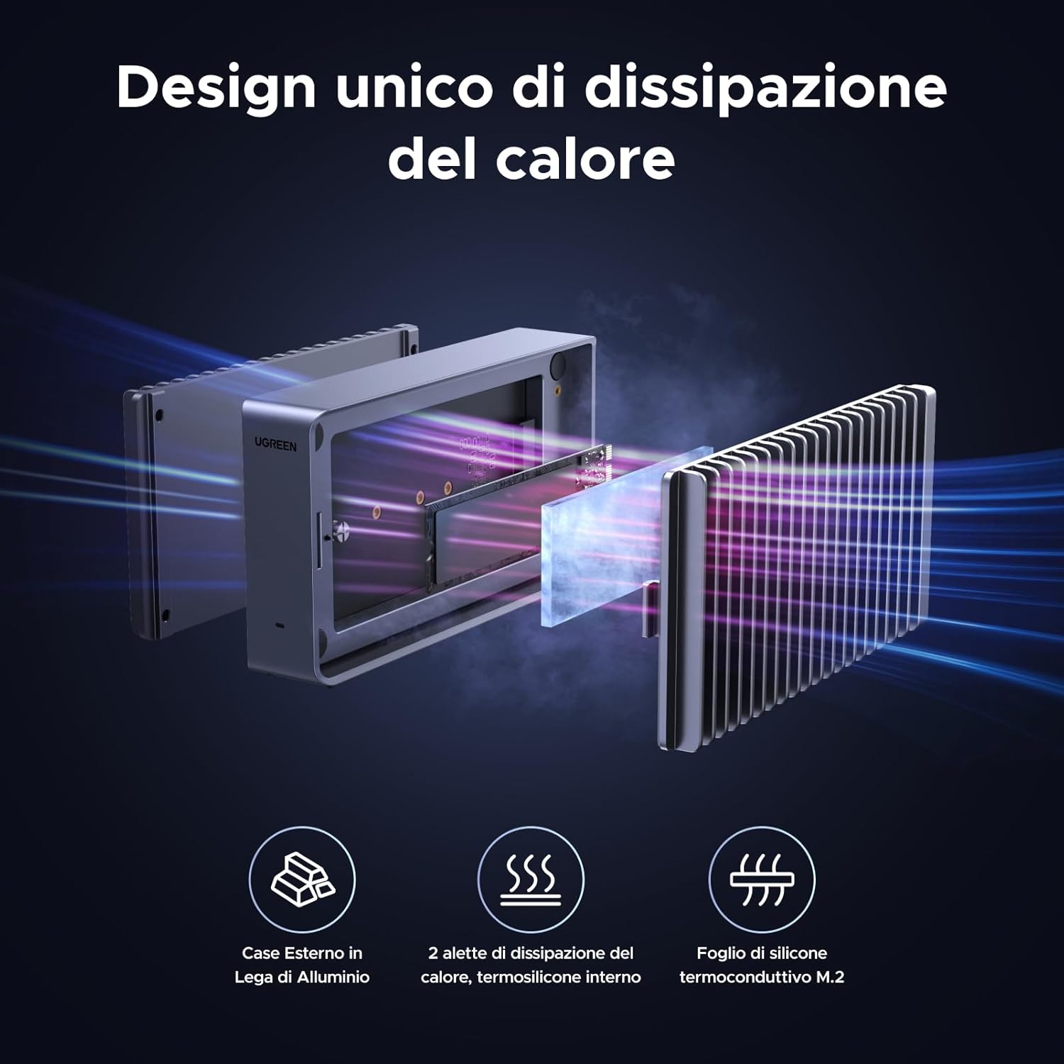 Thumbnail 2 de UGREEN Case Esterno per SSD M.2 NVMe 40Gbps: enclosure USB 4/TB per Thunderbolt 4/3 in alluminio