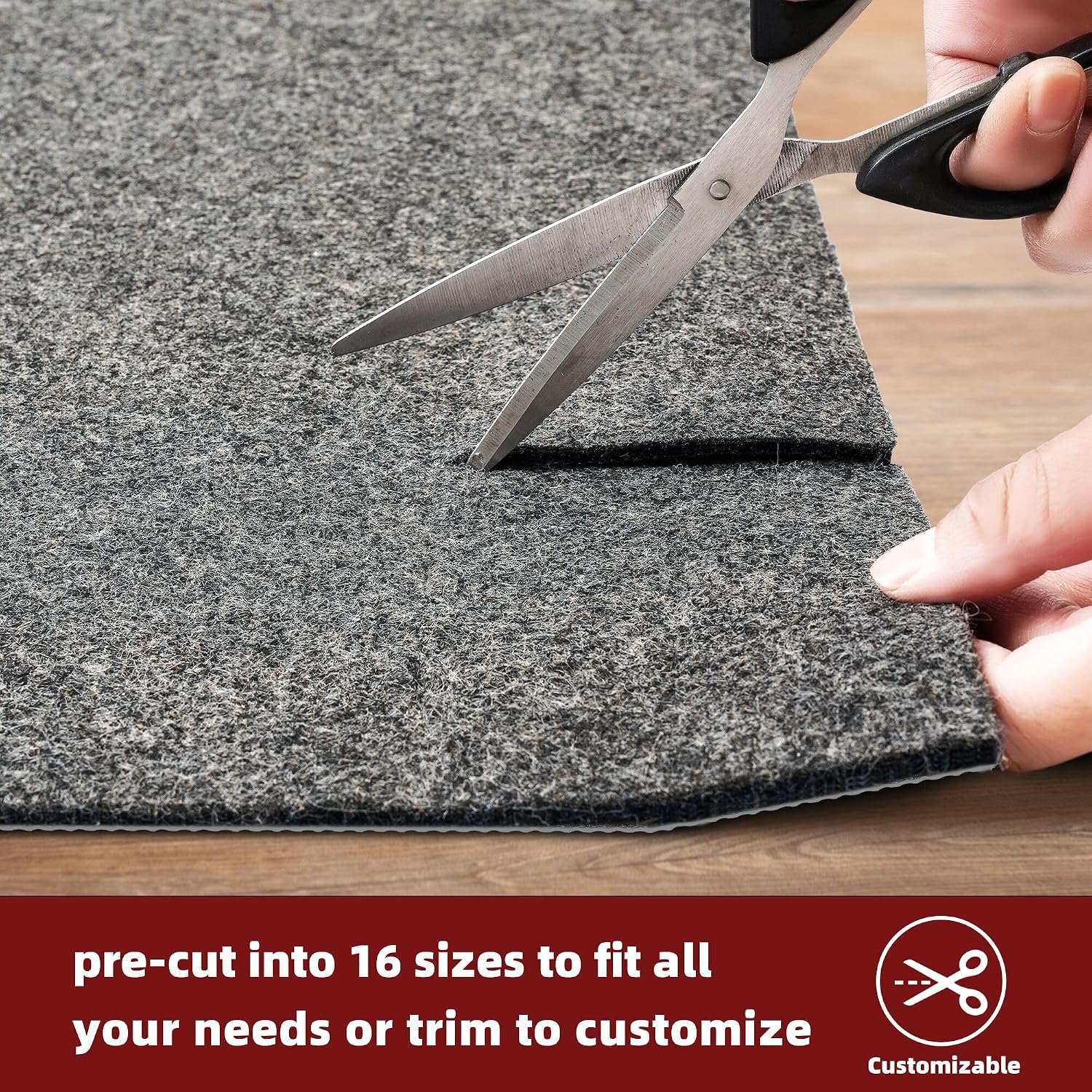 Detalle de BAGAIL Felt and Natural Rubber Backing Rug Pad, 1/8” Thick, 5 x 7 ft – Non-Slip Cushioned Protector