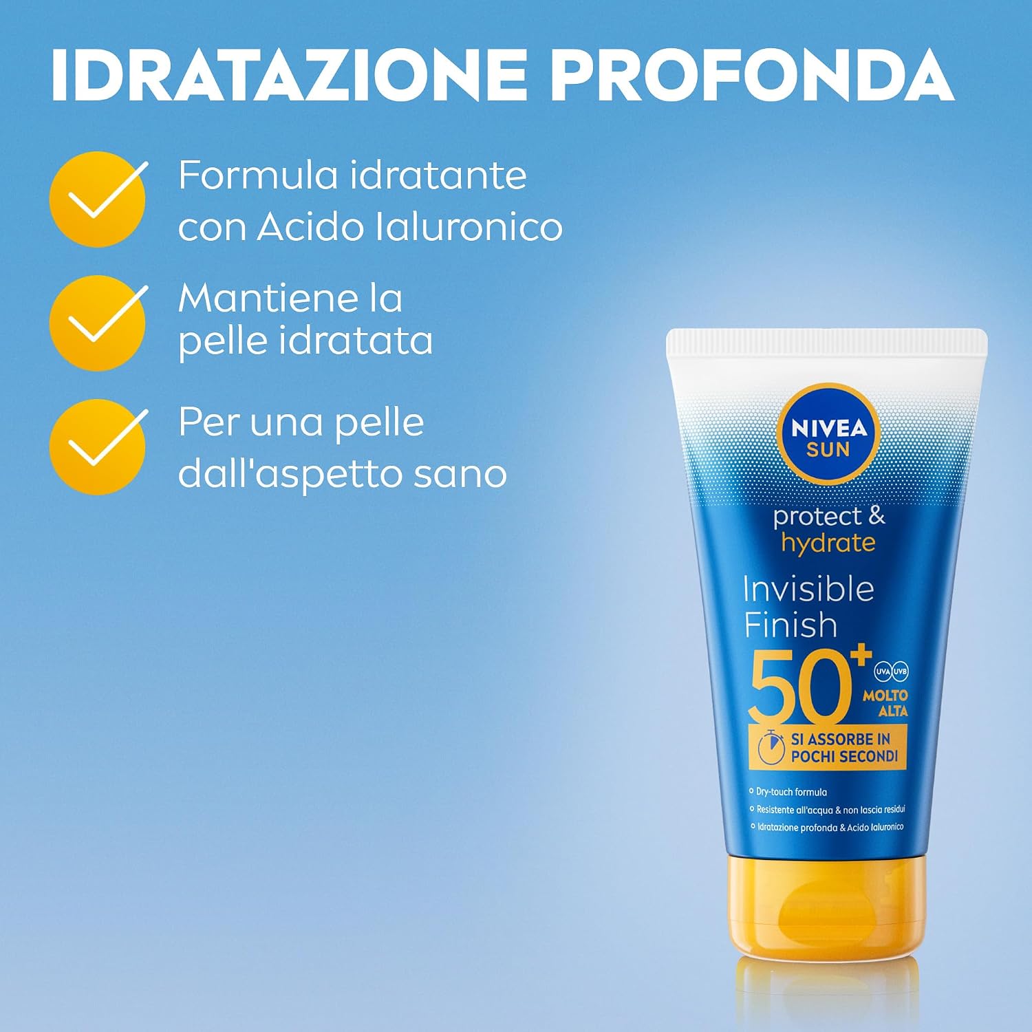 Detalle de NIVEA SUN Protect & Hydrate Invisible Finish SPF 50+ 150 ml — Protezione solare leggera, idratante e invisibile