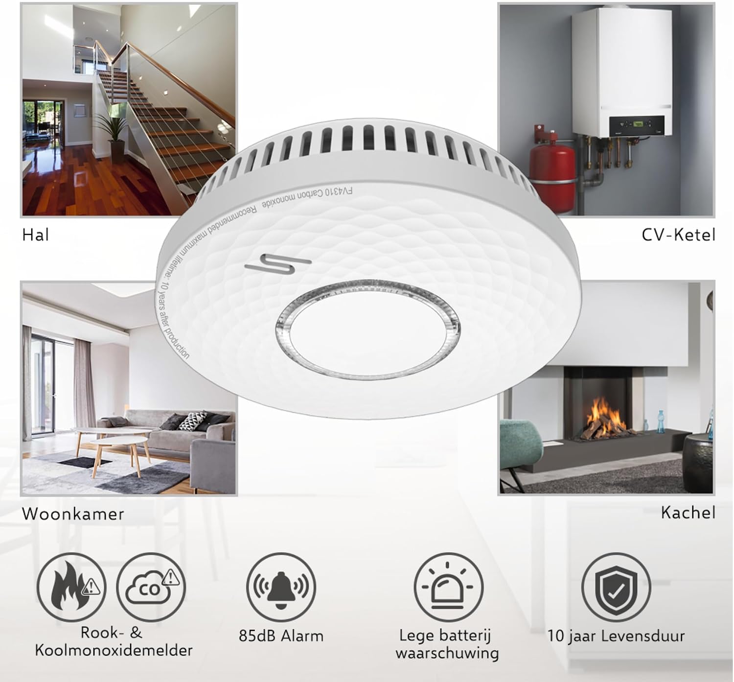 Detalle 2 de ELRO FV4310 combimelder voor rook en koolmonoxide met 10 jaar batterij