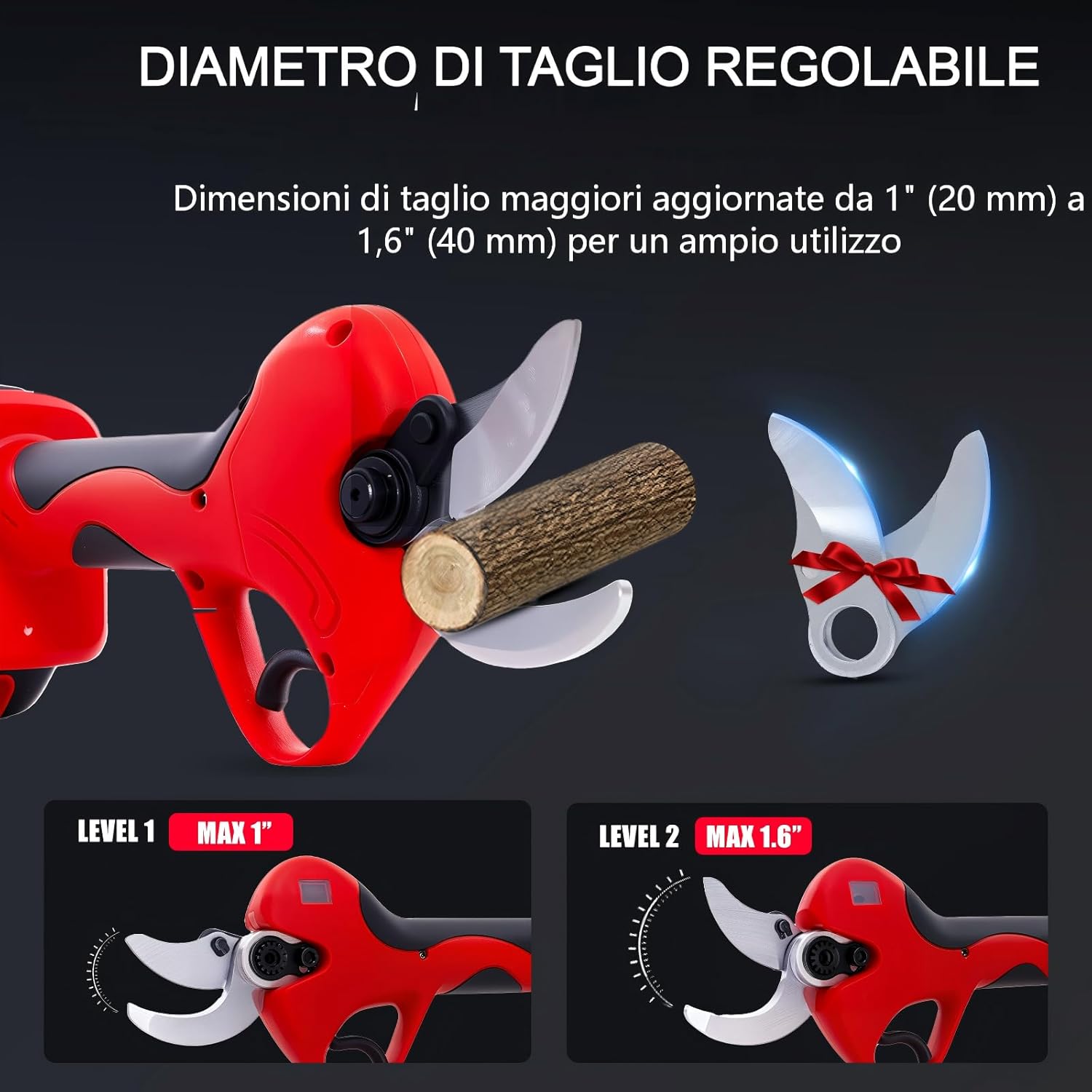 Detalle 2 de OUTIGO Forbici da potatura elettriche 40 mm, 2×3000 mAh