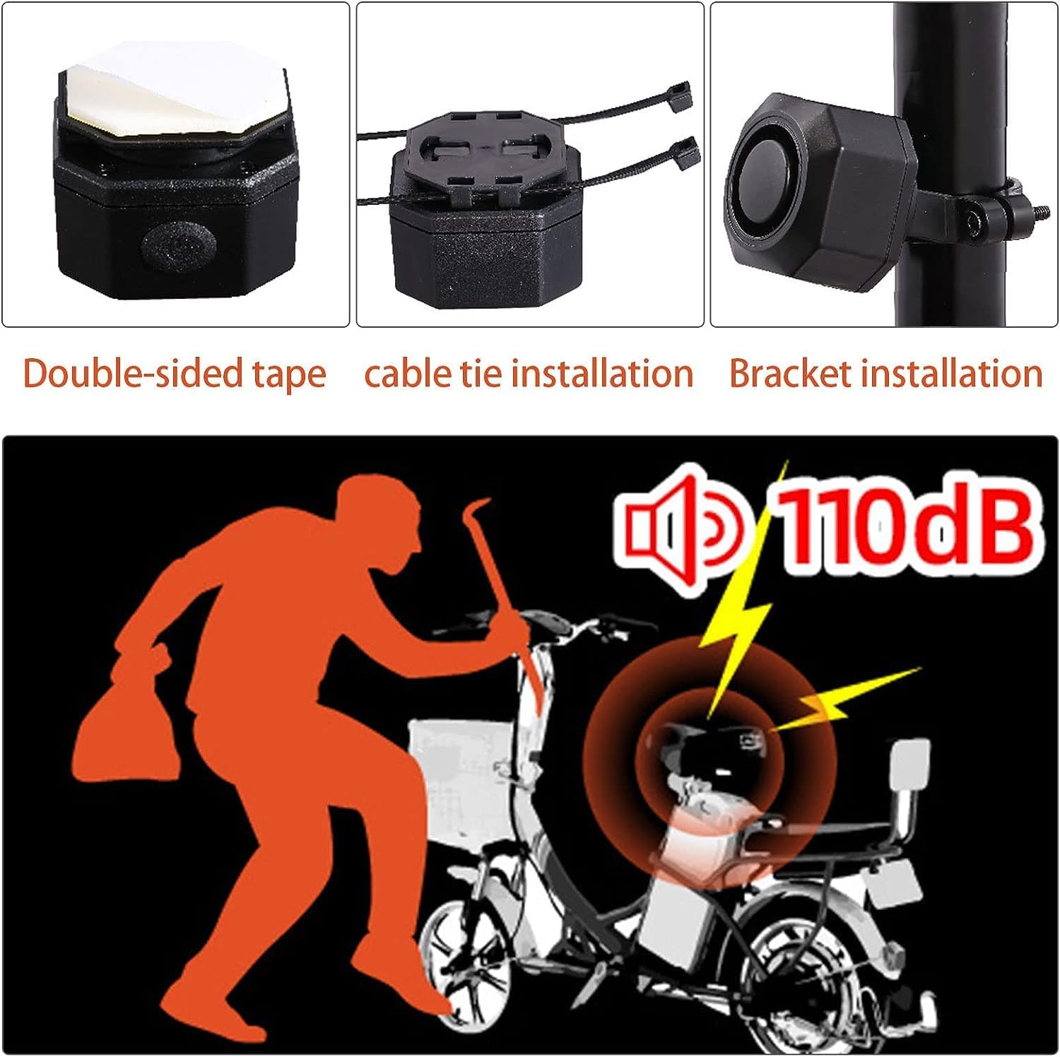 Detalle de RUIZHI Sistema di allarme per bicicletta con telecomando – USB-C impermeabile, Tracker per scooter e veicoli leggeri