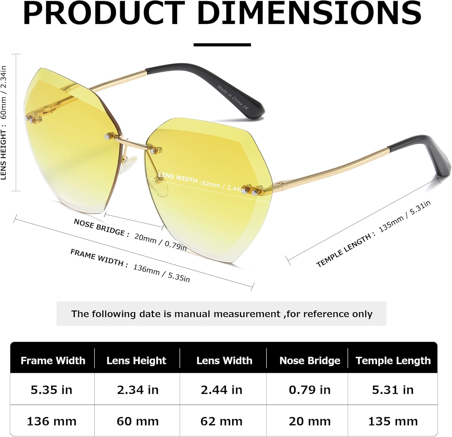 Thumbnail 3 de Kimorn Sunglasses for Women: Oversized Rimless Diamond Cutting Lens AE0534