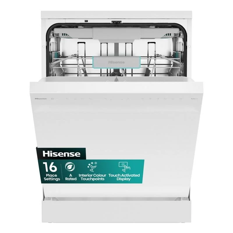 Lavavajillas independiente Hisense HS663A90WUK (16 servicios) con AquaStop y secado automático